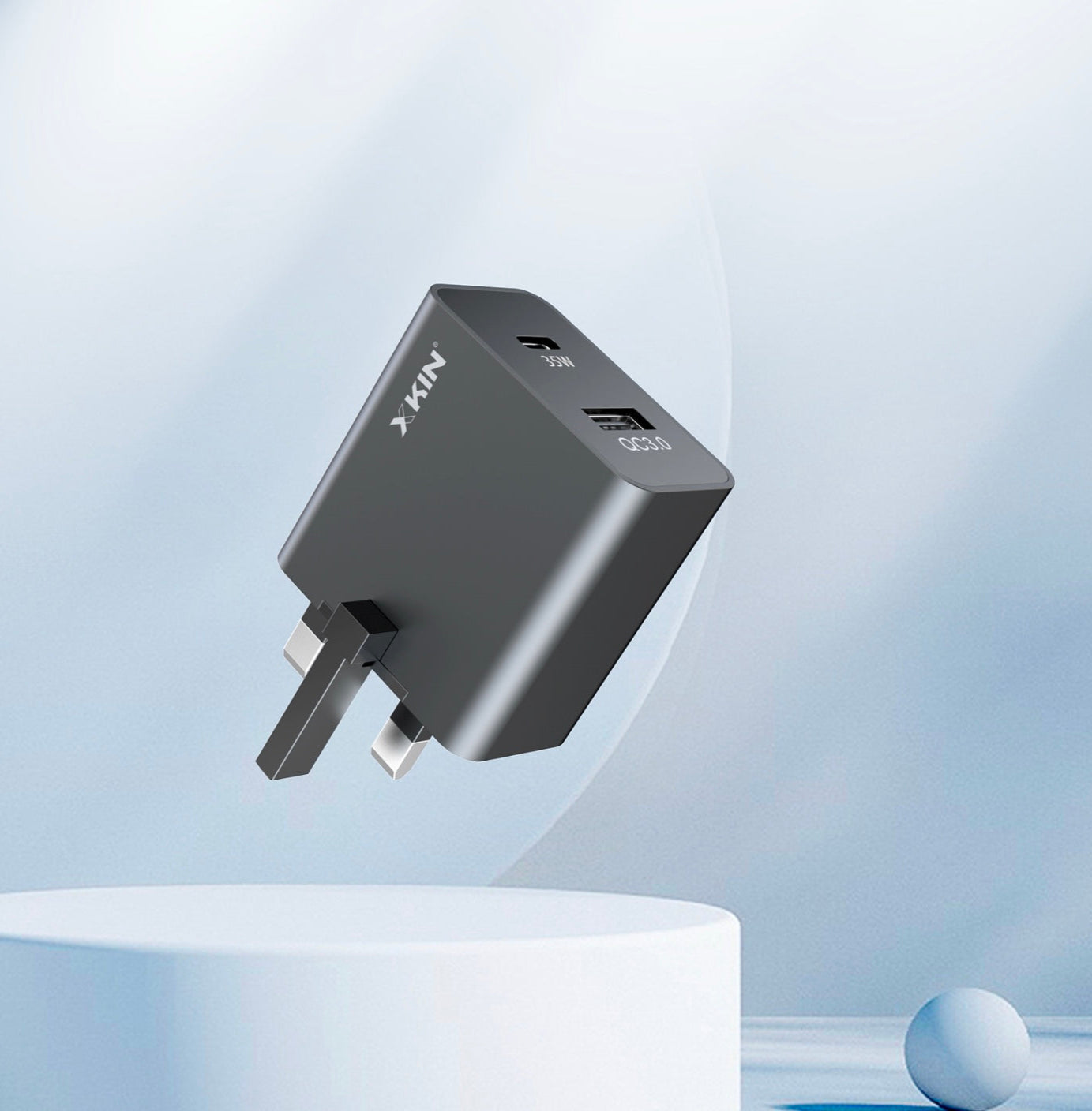 53W USB-C Power Adapter with 1M USB-C to USB-C Cable – PD + QC3.0 Support