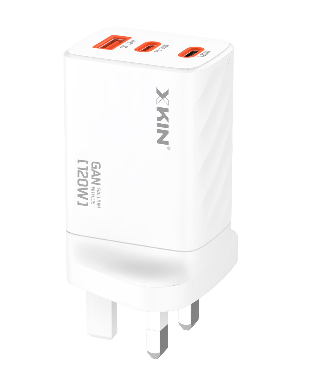 120W 3-Port Power Adapter – USB-A + Dual USB-C, Fast Charge, PPS Support