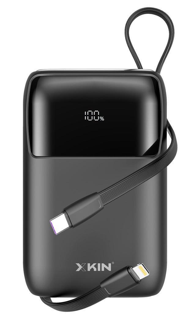 20000mAh Power Bank with Built-In Cables – 22.5W USB-A, 20W USB-C, Flashlight & Lanyard