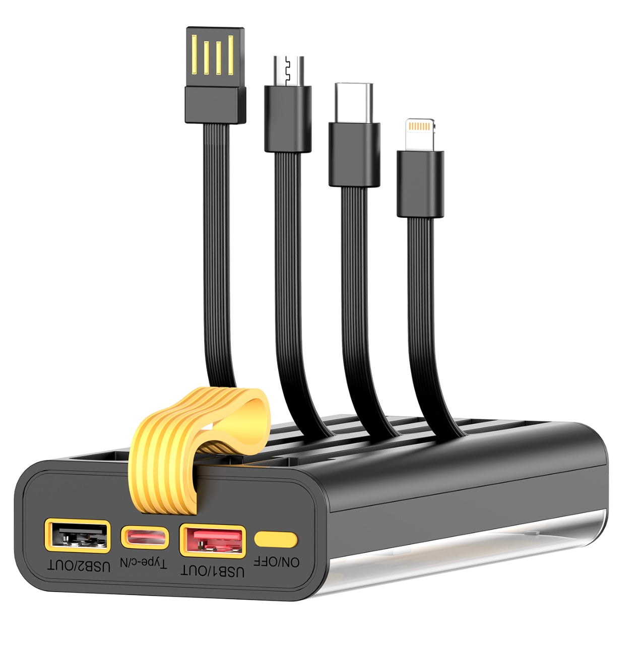 Outdoor Explorer Power Bank 10000mAh – 22.5W PD, QC3.0, Built-in Cables, Flashlig