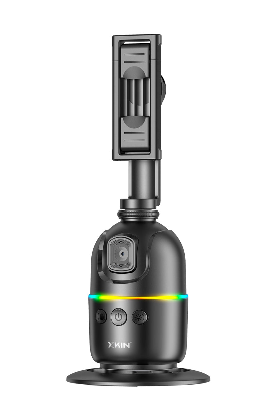 360° Auto Face Tracking Selfie Tripod – Smart Motion Sensor, Light, Adjustable Mount