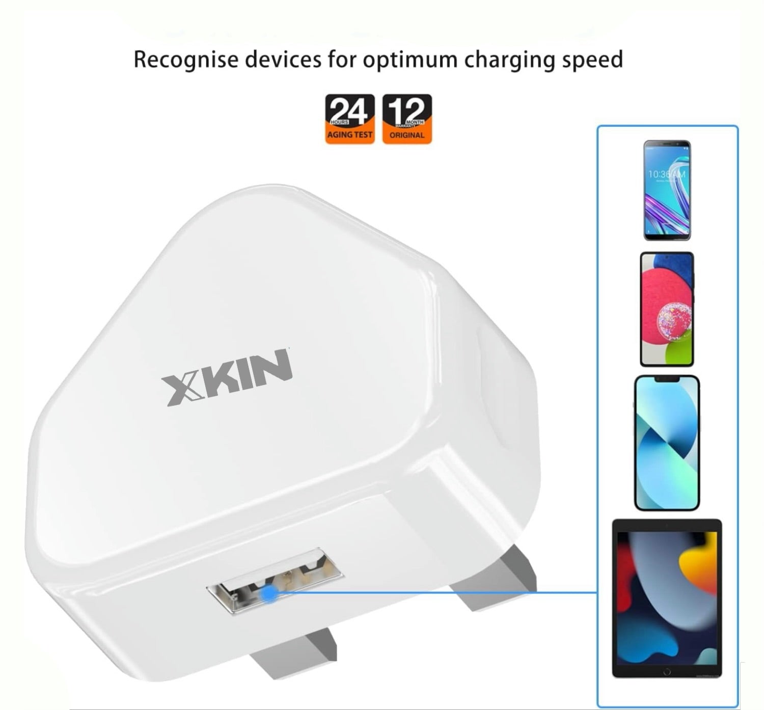 XKIN 5W Travel Charger with 1M 8-Pin Cable – Lightweight and Reliable