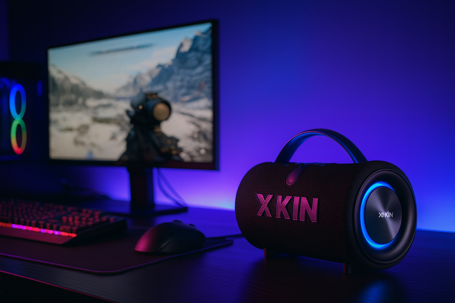 Portable Wireless Speaker – RGB Lights, IPX5 Waterproof, 14H Playtime