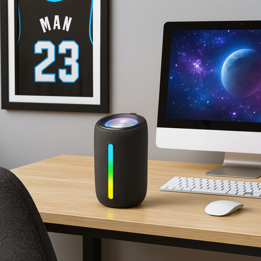 Portable Wireless Speaker with RGB Lights, IPX5 Waterproof, 12H Battery