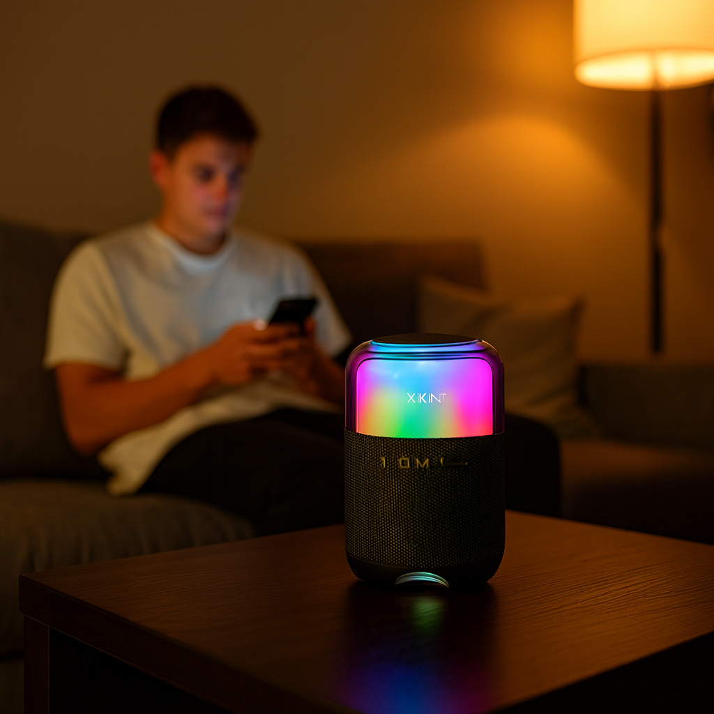 Portable Wireless Speaker with LED Lights, 12H Playback, IPX5 Waterproof