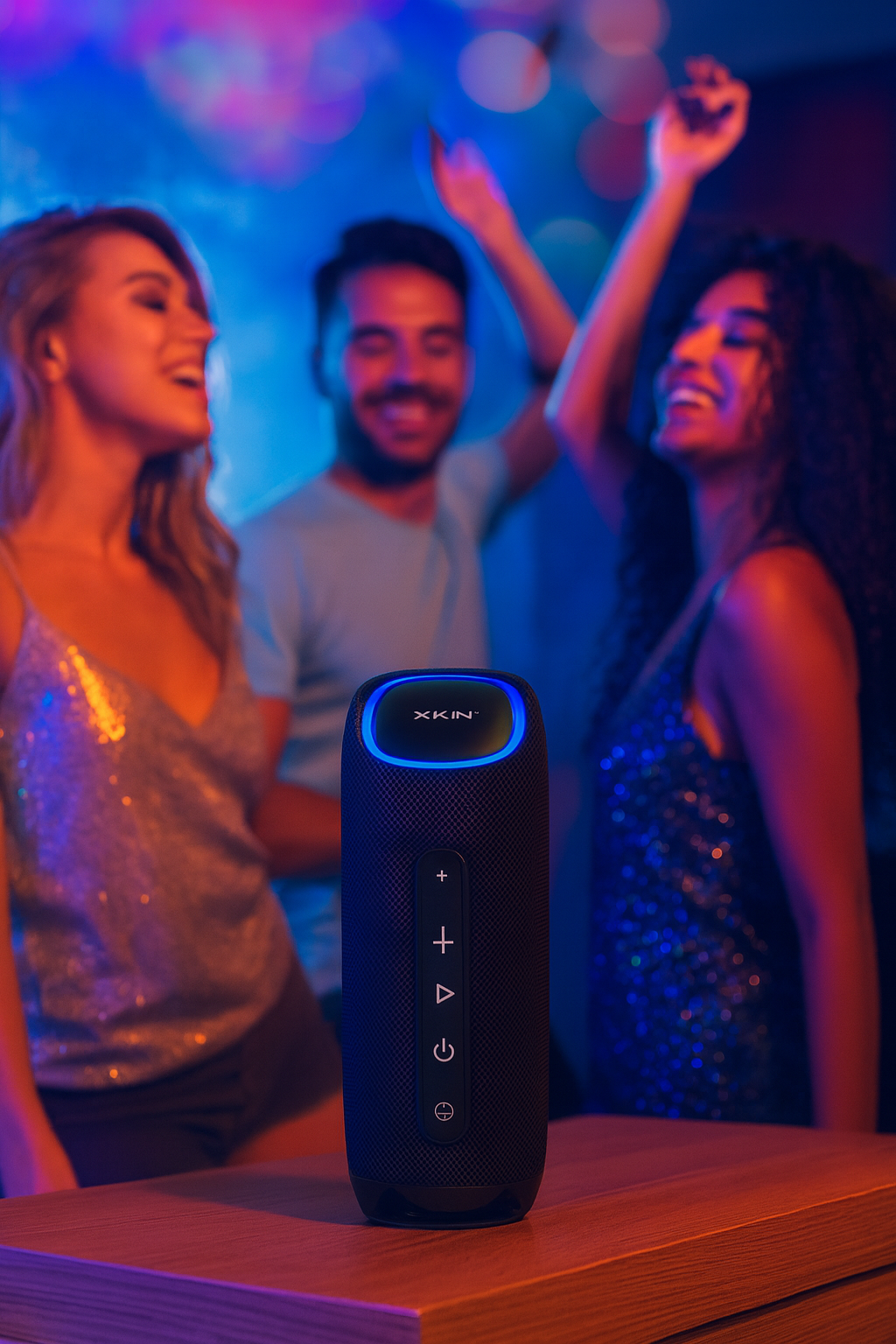 Portable Wireless Music Speaker with RGB Drivers, IPX5 Waterproof, 15H Playback