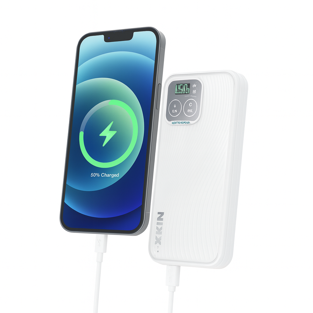 Xkin 10000mAh Power Bank with Built-in Cables | LED Digital Display