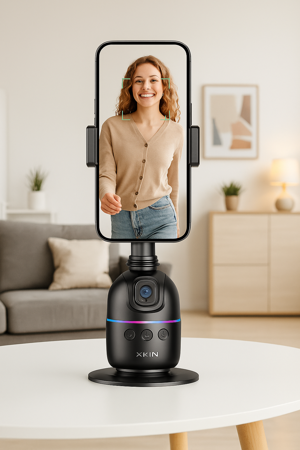 Xkin Auto Face Tracking Tripod – Smart 360° Rotation Selfie Stand with Phone Holder