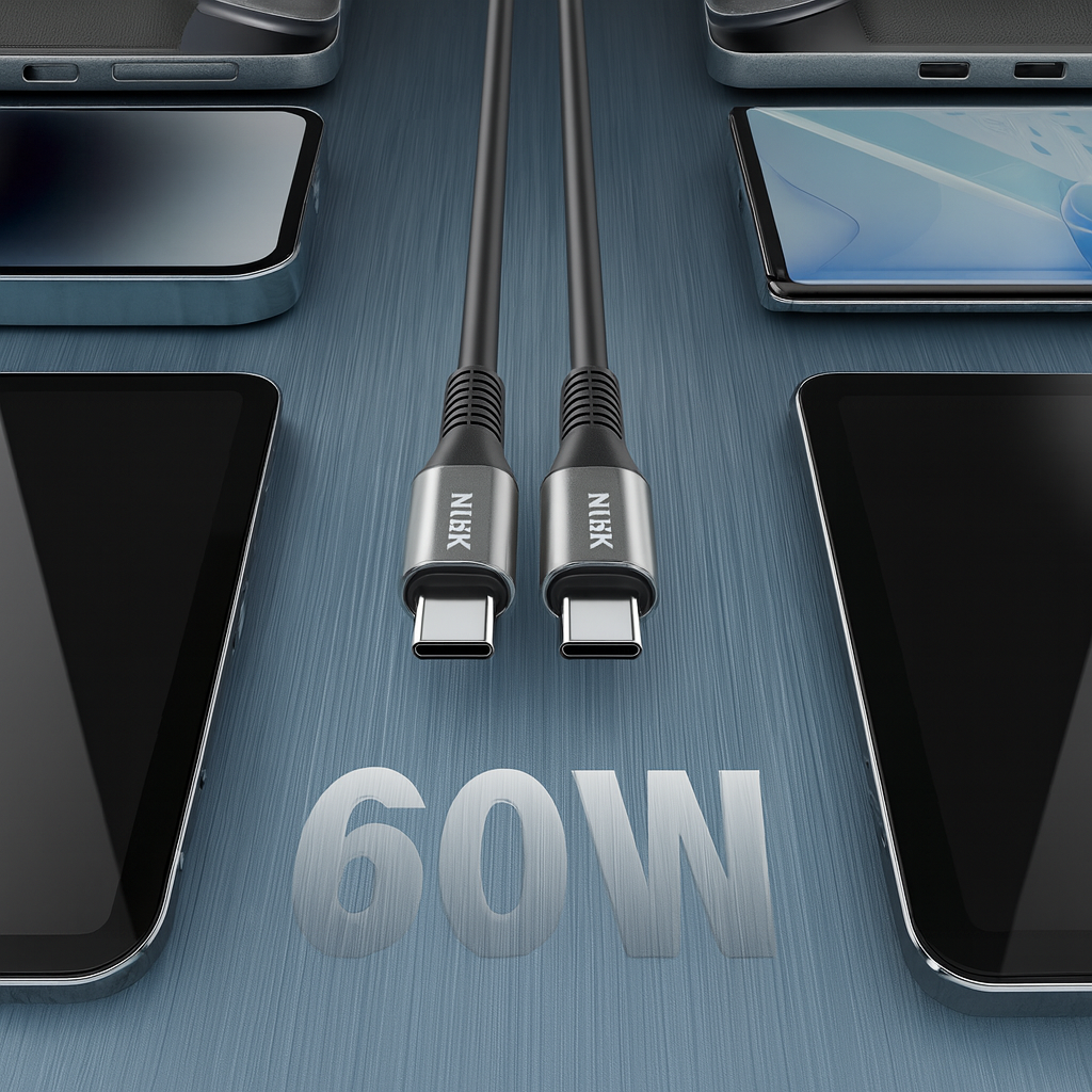 Xkin USB-C to USB-C 60W Cable – Fast Charging & High-Speed Data Sync Durable Cord