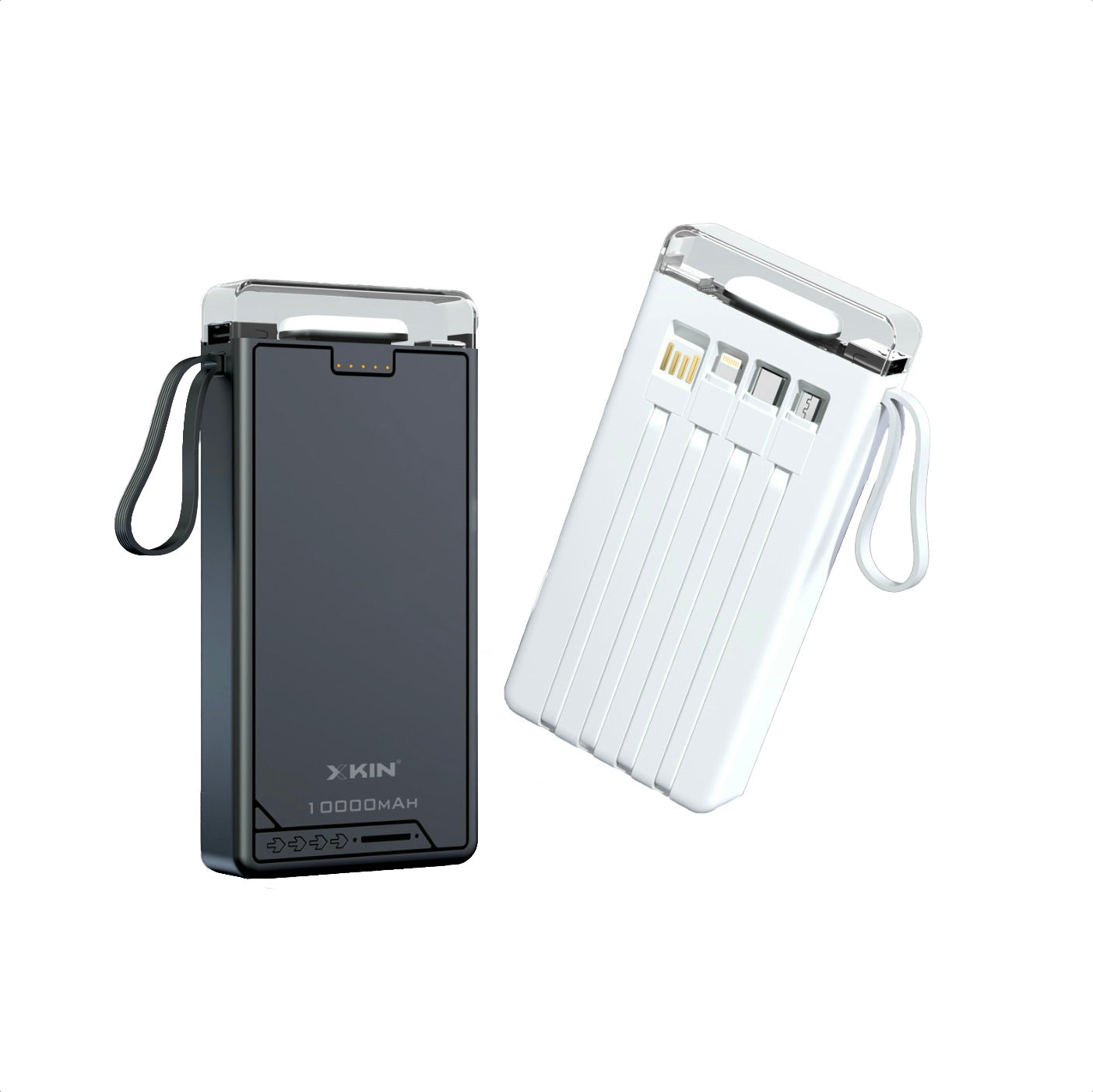 XKIN 4-in-1 10000mAh Power Bank with Built-In Cables & LED Flashlight