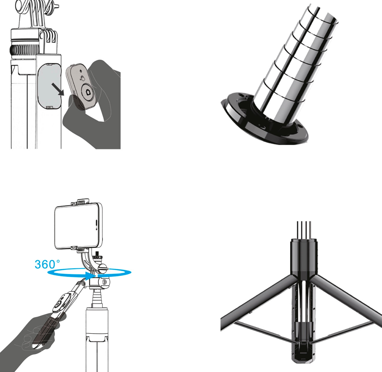 XKIN Long Adjustable Selfie Stick Tripod – 2.01M Extendable with 360° Holder & Wireless Remote