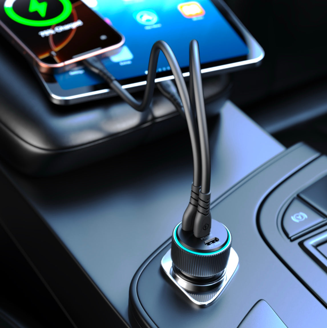 XKIN 68W Car Charger – USB-A + Dual USB-C Fast Charging for 3 Devices