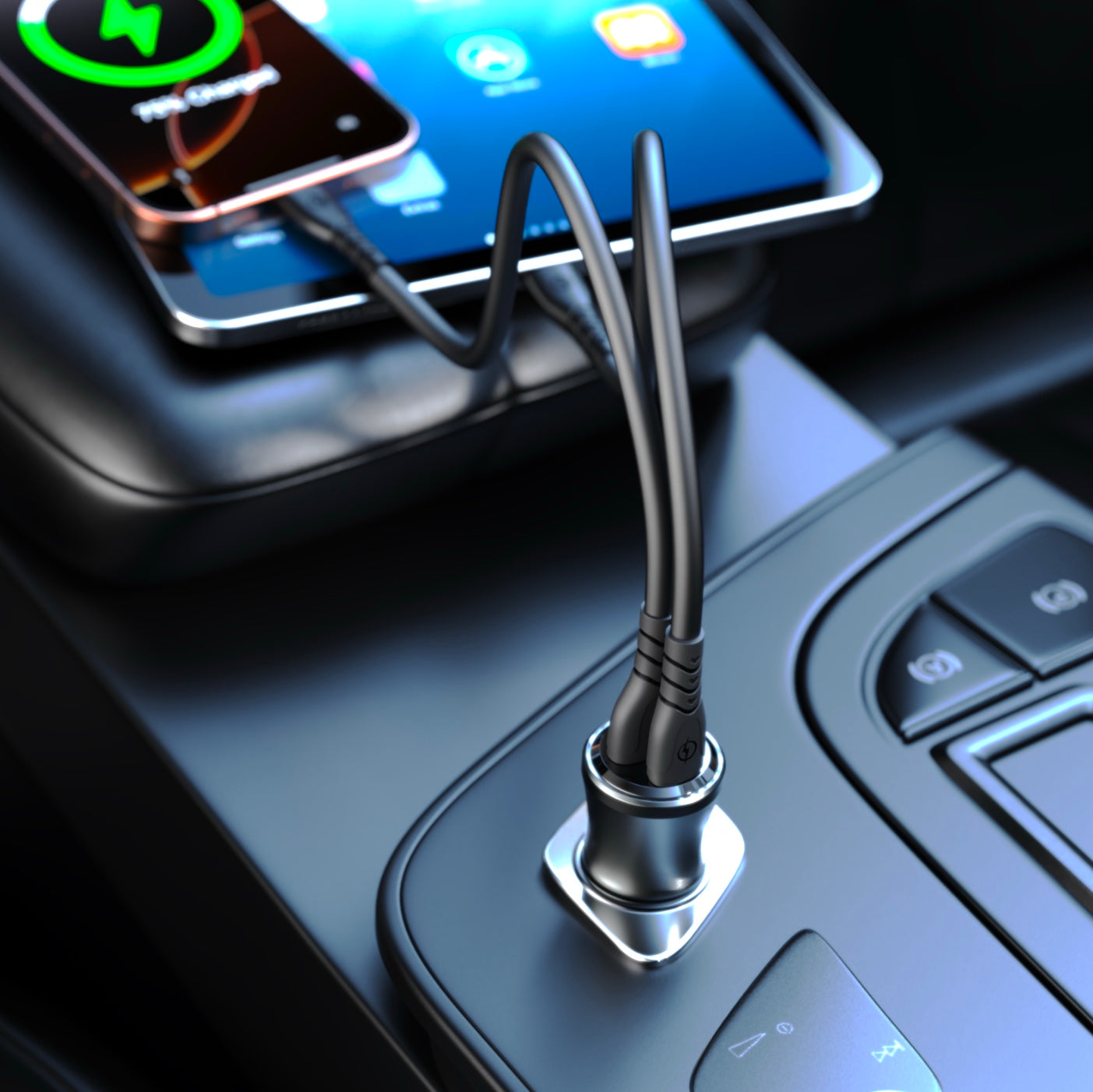 XKIN 48W USB-A + USB-C Car Charger – PD30W + QC3.0 18W Dual Port Adapter