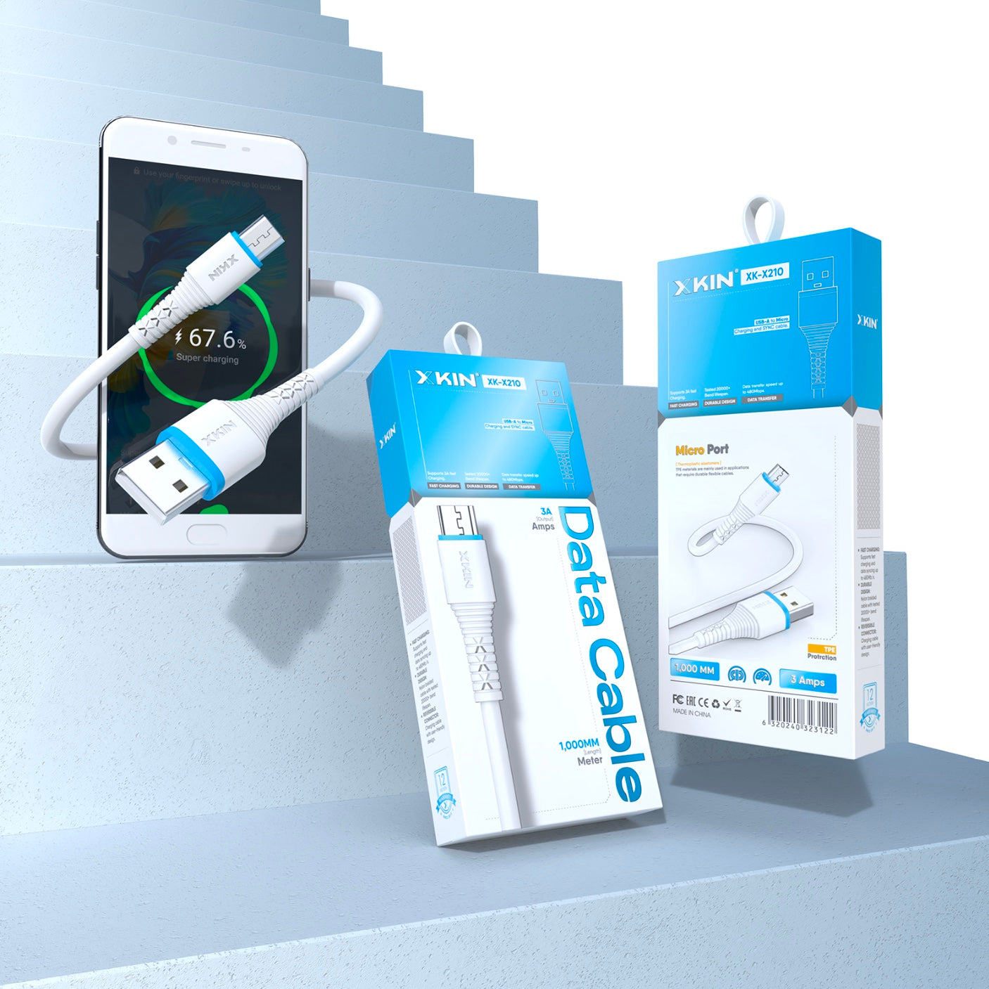 USB-A to Micro-USB Cable – 3M, 3A Fast Charging & Sync, Durable TPE Build