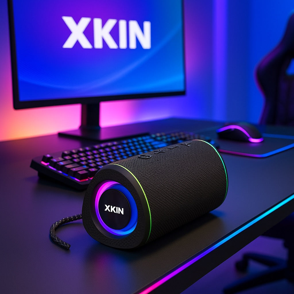 Portable Wireless Speaker – Water Resistant, 12H Playtime, RGB Lights