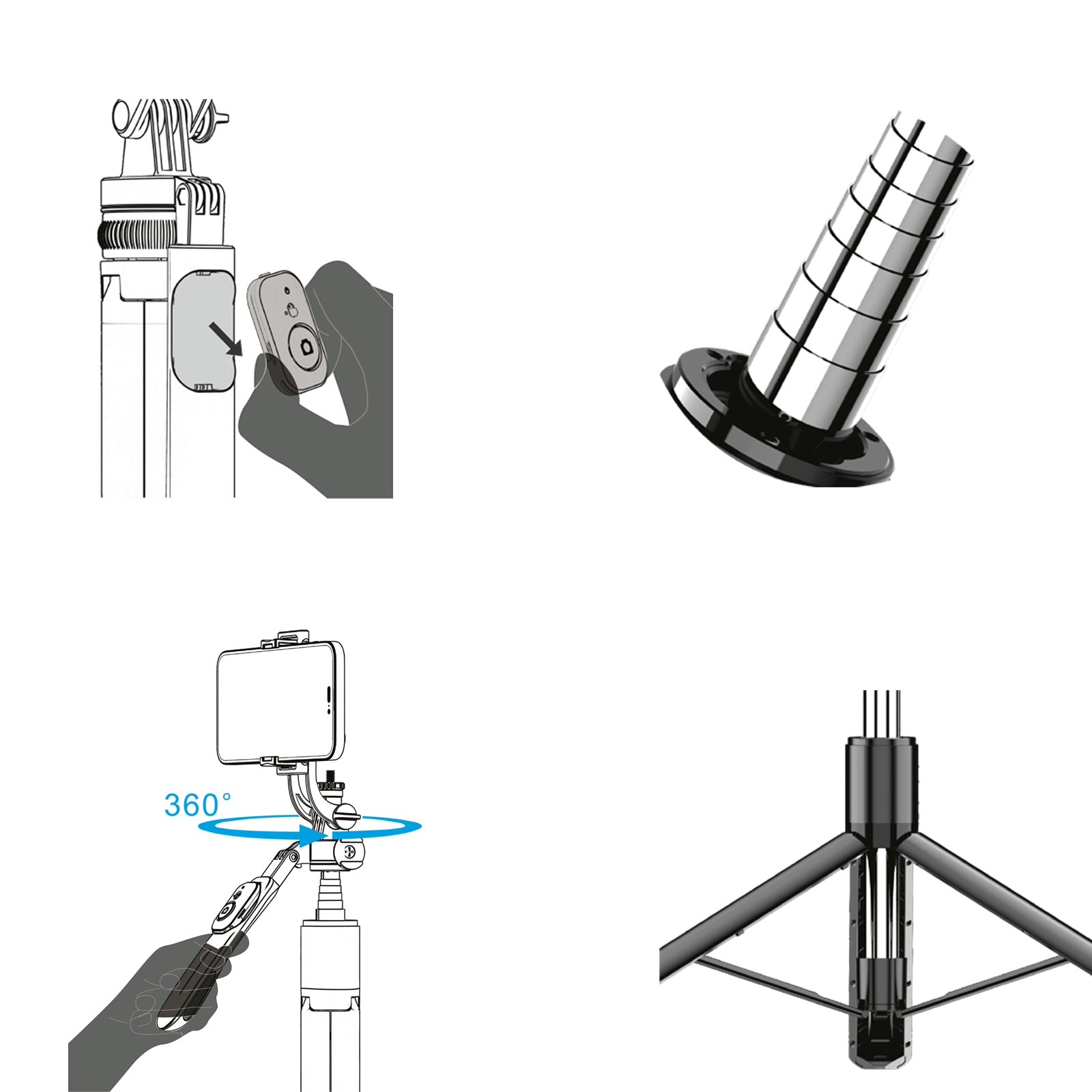Xkin Long Selfie Tripod – Extendable Selfie Stick with Tripod Stand & Remote