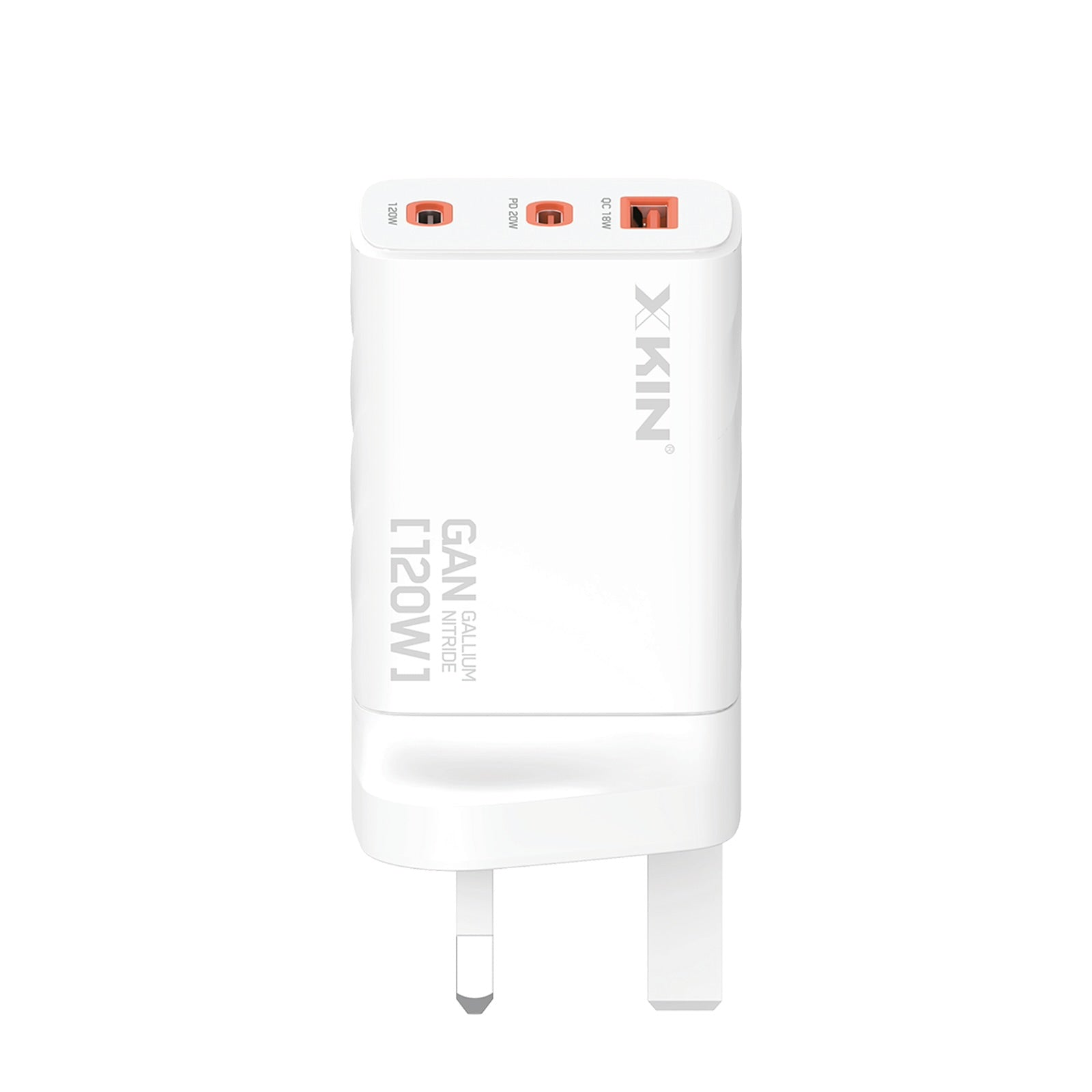 Xkin 120W Power Adapter – Triple Port Fast Charger (USB-A 18W + USB-C 20W + USB-C 65W/120W PD)