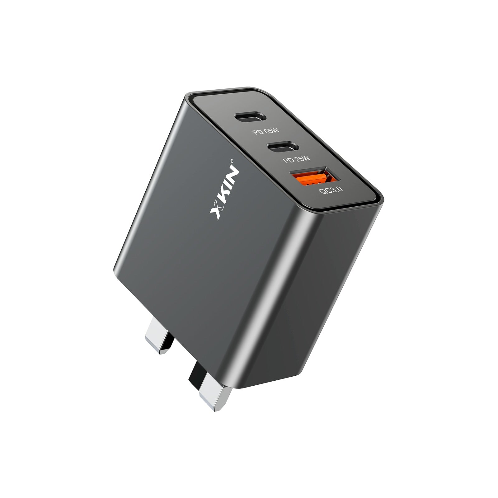 Xkin 65W GaN Power Adapter – Dual USB-C PD + USB-A QC Fast Wall Charger