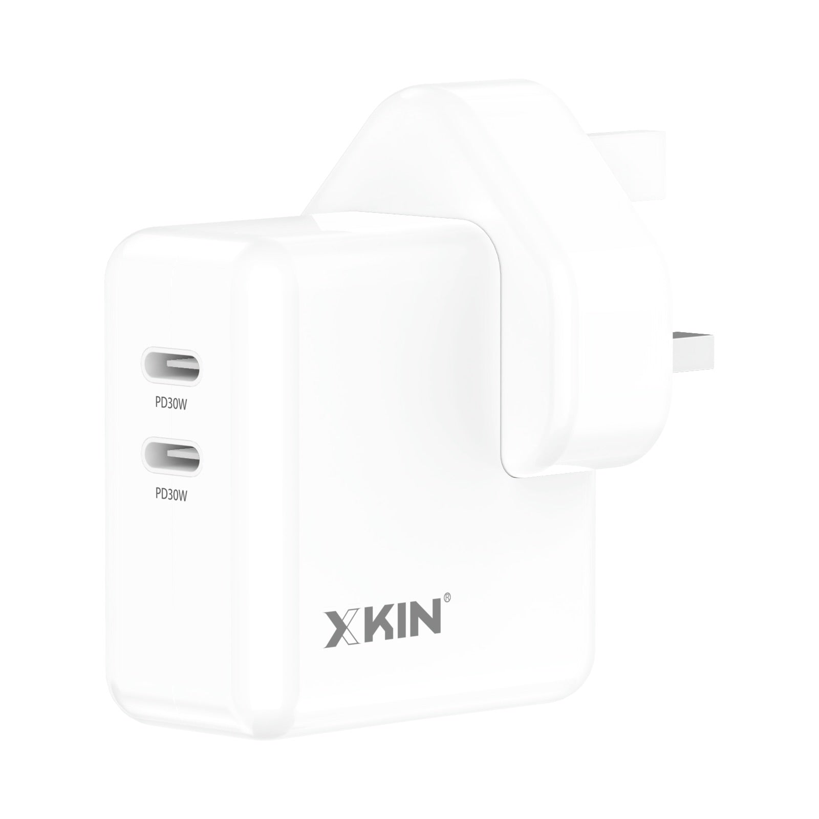Xkin 60W Power Adapter – Dual USB-C PD Fast Wall Charger for Tablets & Phones