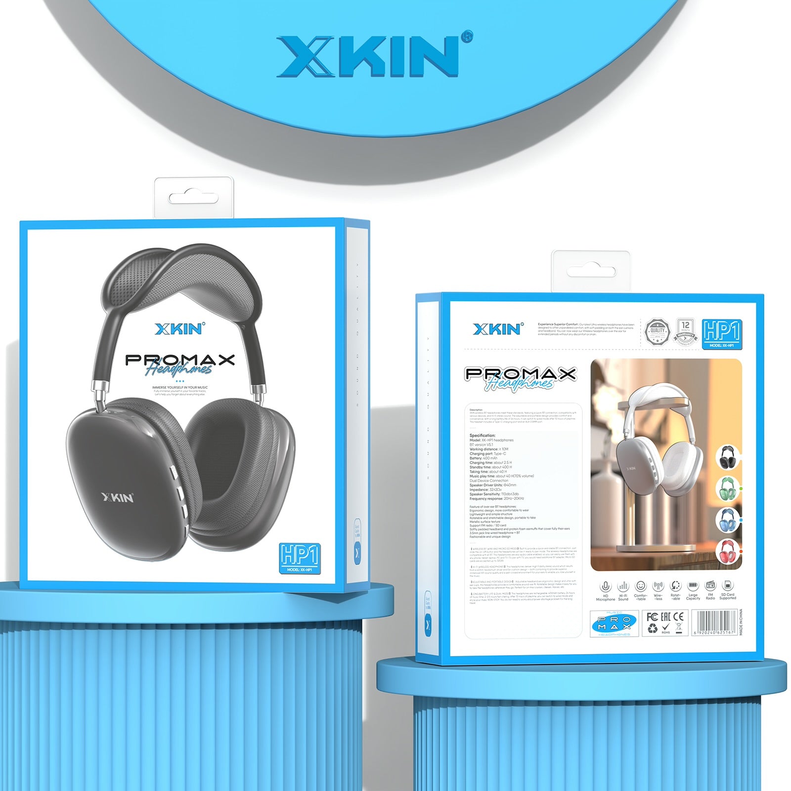 Xkin Pro Max Wireless Headphones – Bluetooth 5.3, Deep Bass & Long Battery Life
