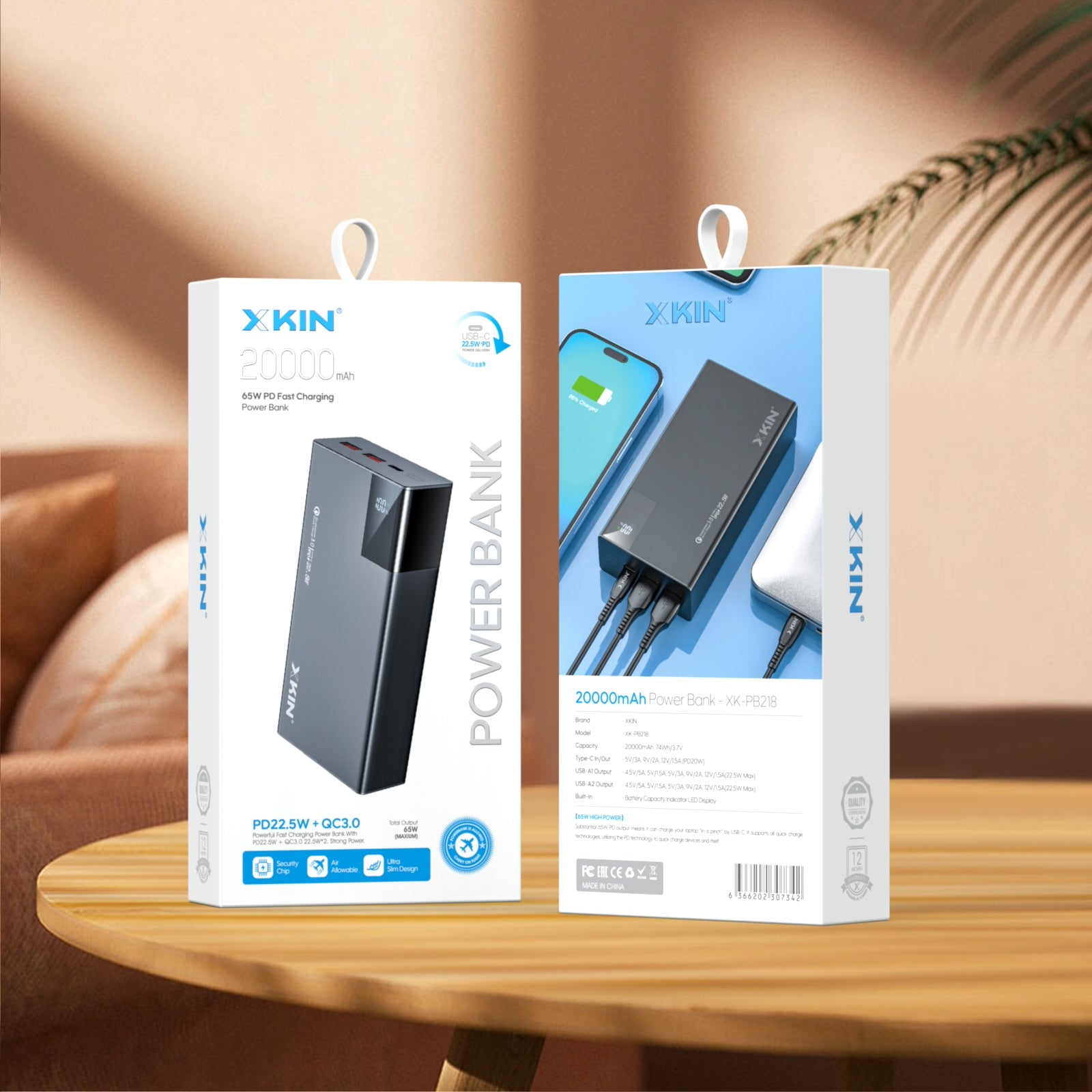 Xkin 20000mAh Power Bank with 65W Fast Charging | USB-C PD Portable Charger