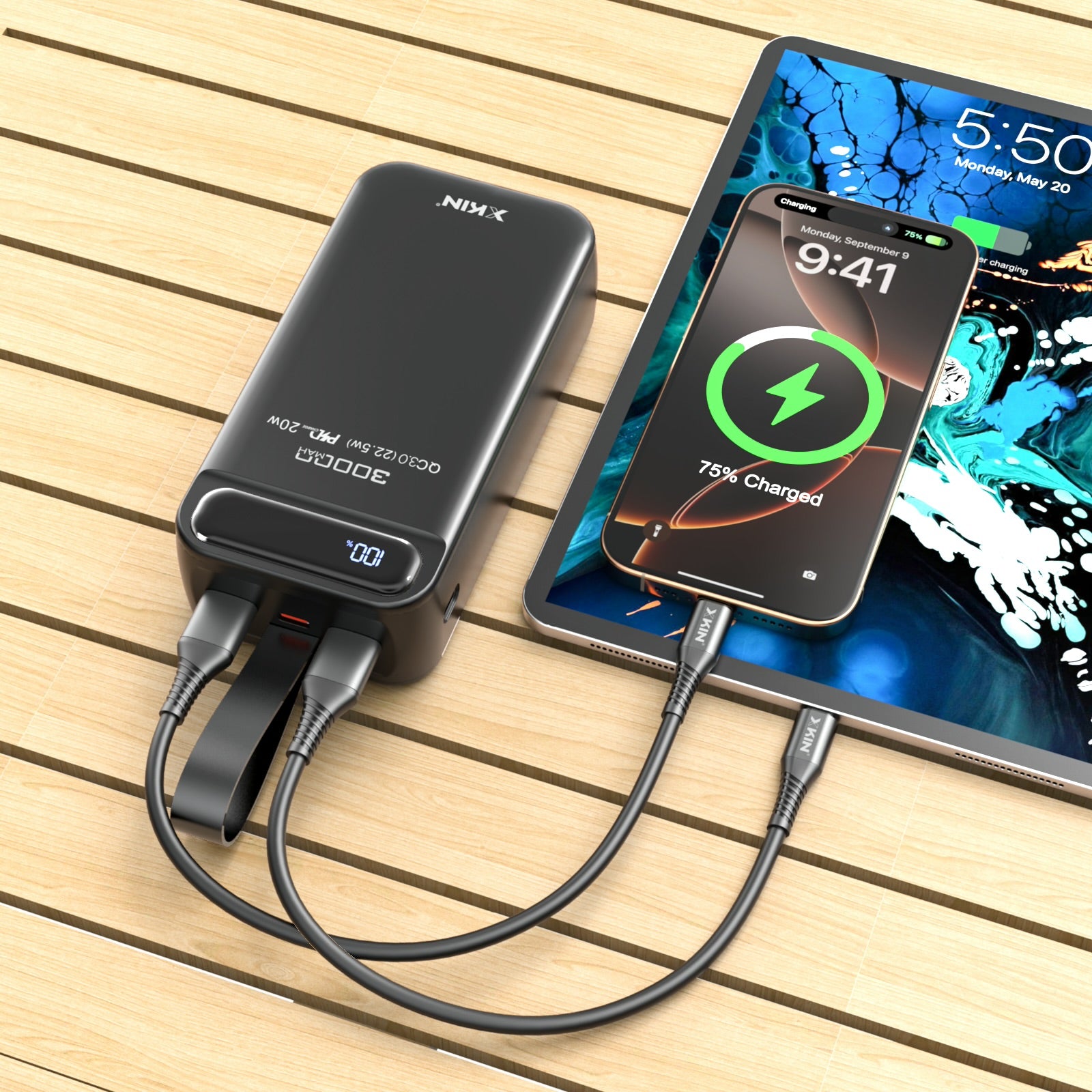 Xkin Power Bank with Fast Charging | LED Lamp