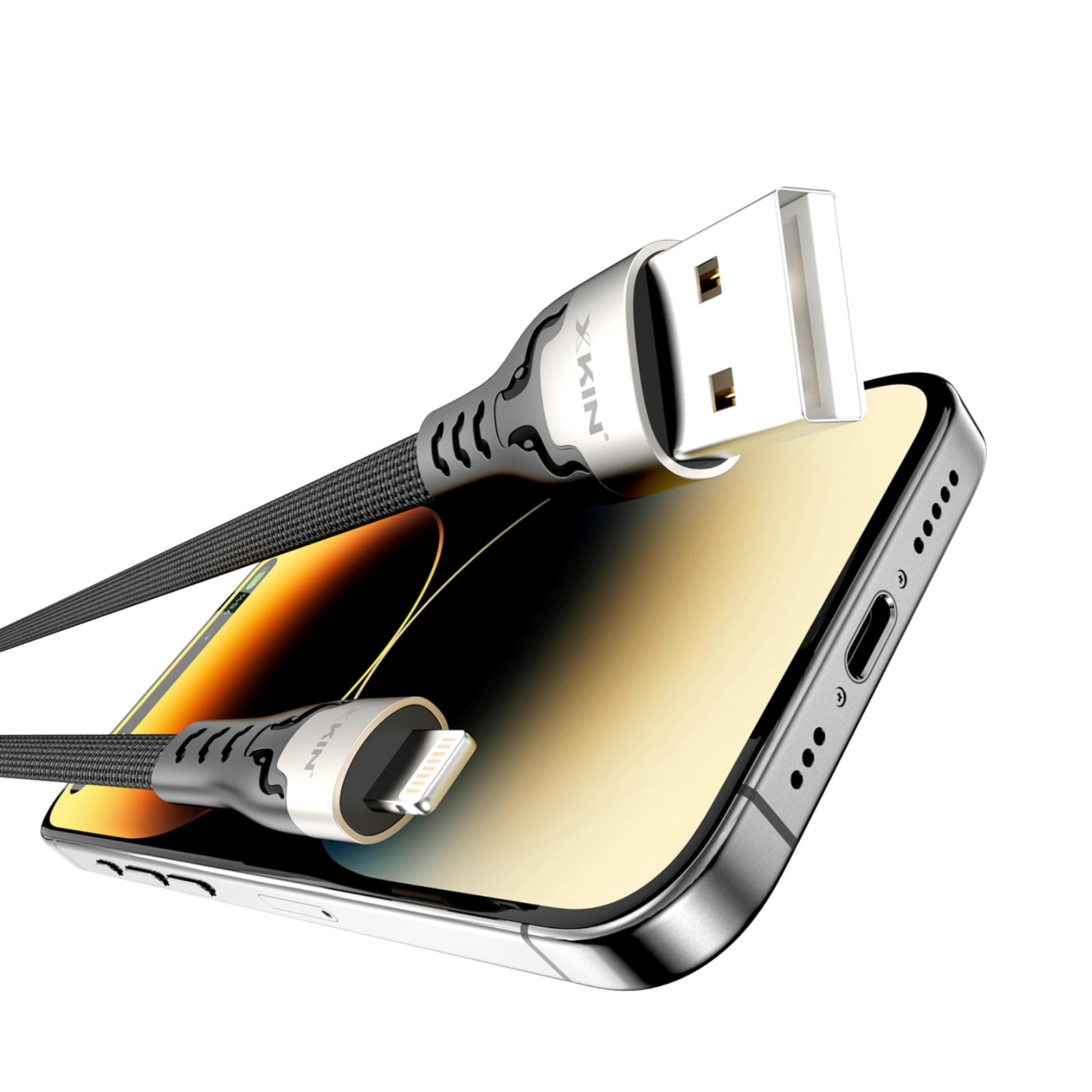 Xkin USB to 8-Pin Braided Cable – Durable Fast Charging & Data Sync Cord