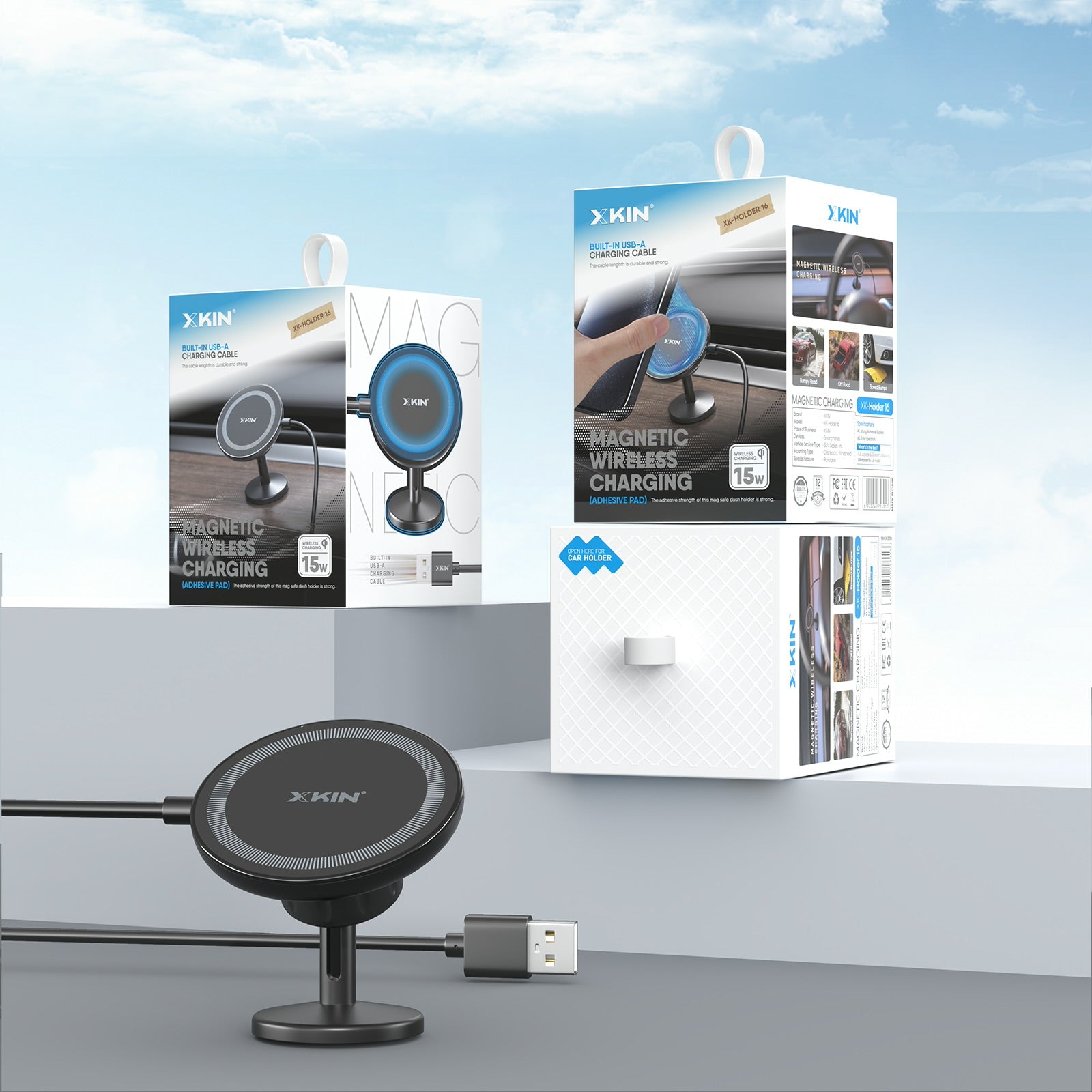 Xkin Magnetic Wireless Charging Car Phone Holder – Dashboard