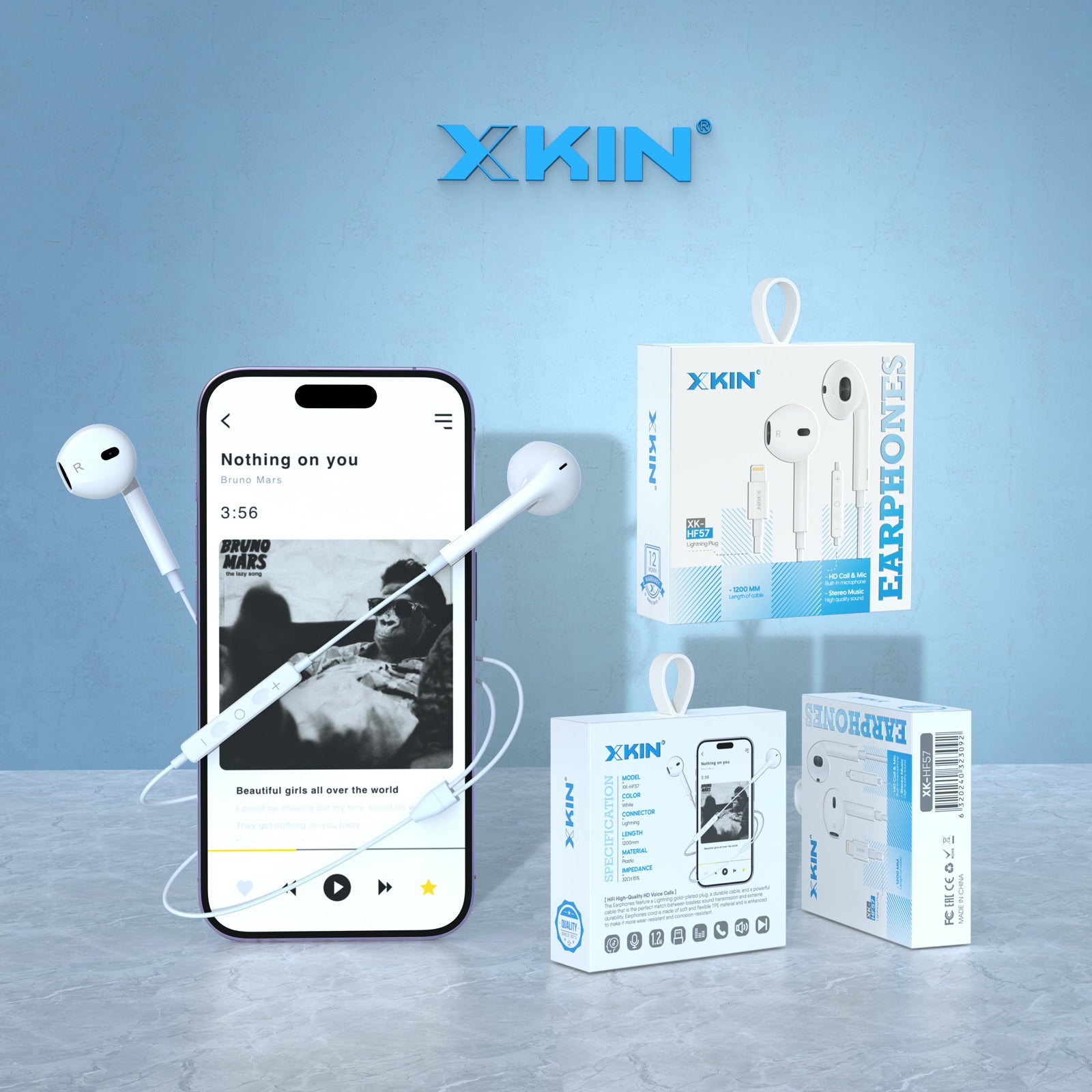 Xkin 8-Pin(For iPhone) Earphones – Wired In-Ear Headphones with Mic & Remote Control