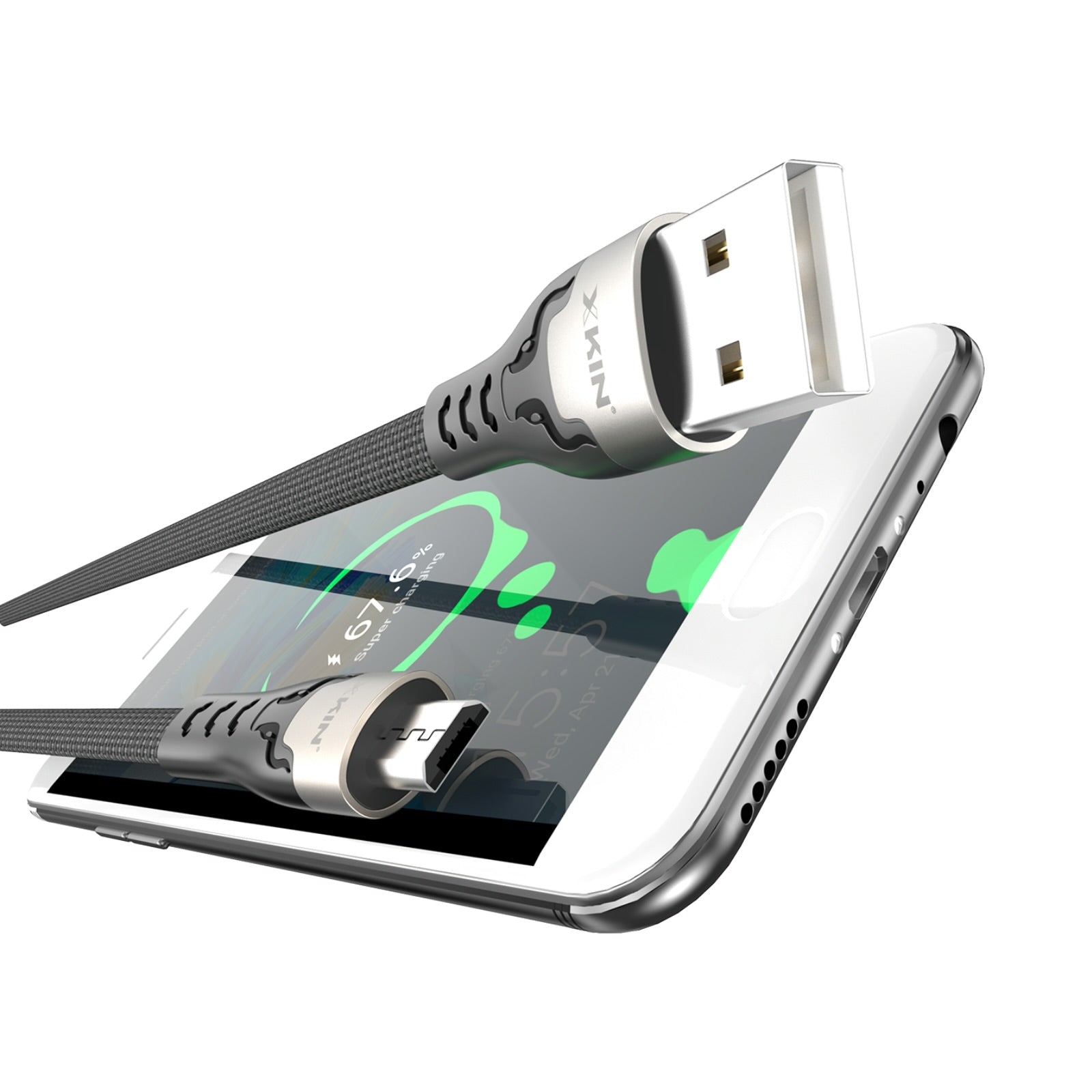 Xkin USB to Micro USB Braided Cable – Fast Charging & Data Sync Durable Cord