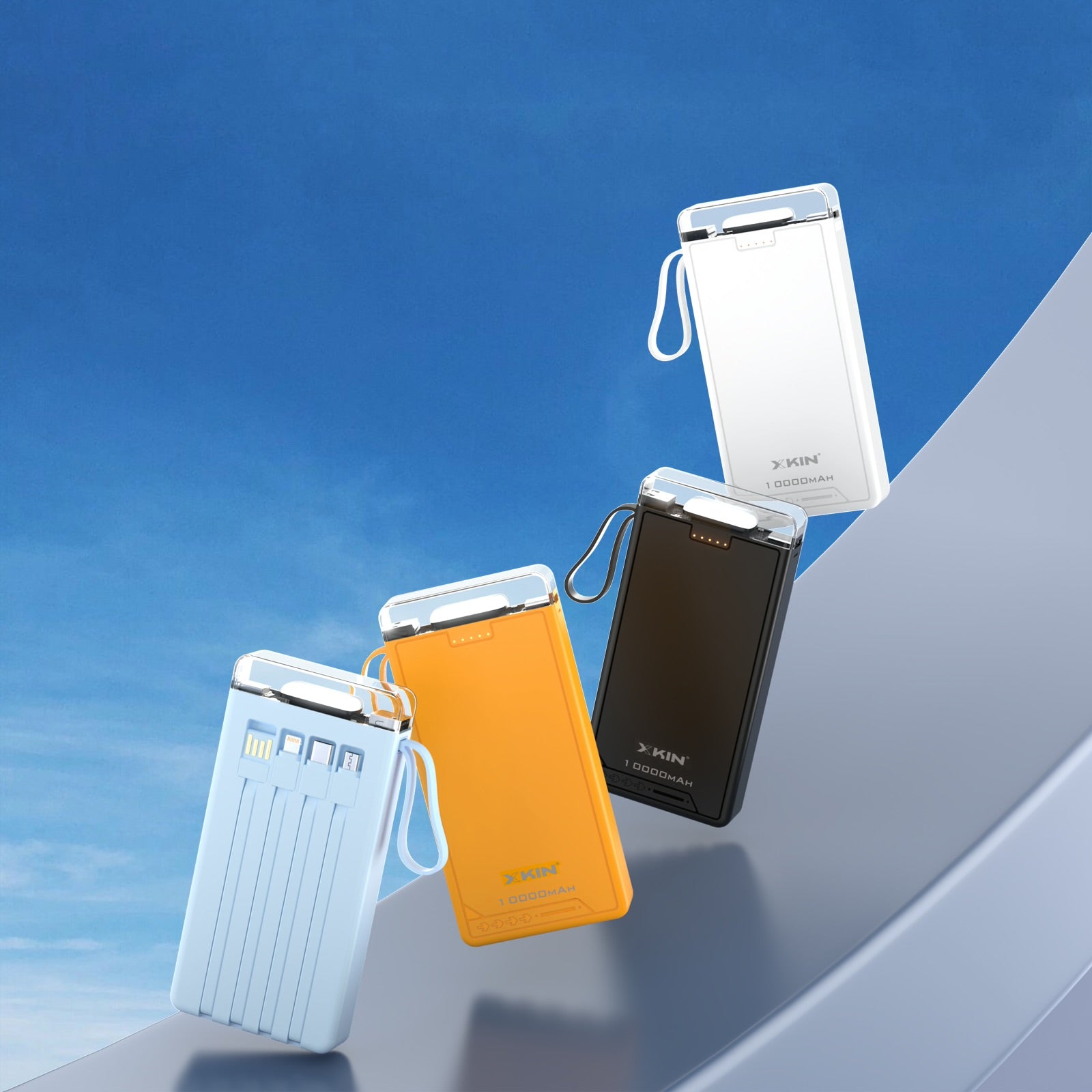 Xkin 10000mAh Power Bank with Built-in Cables | LED Flashlight