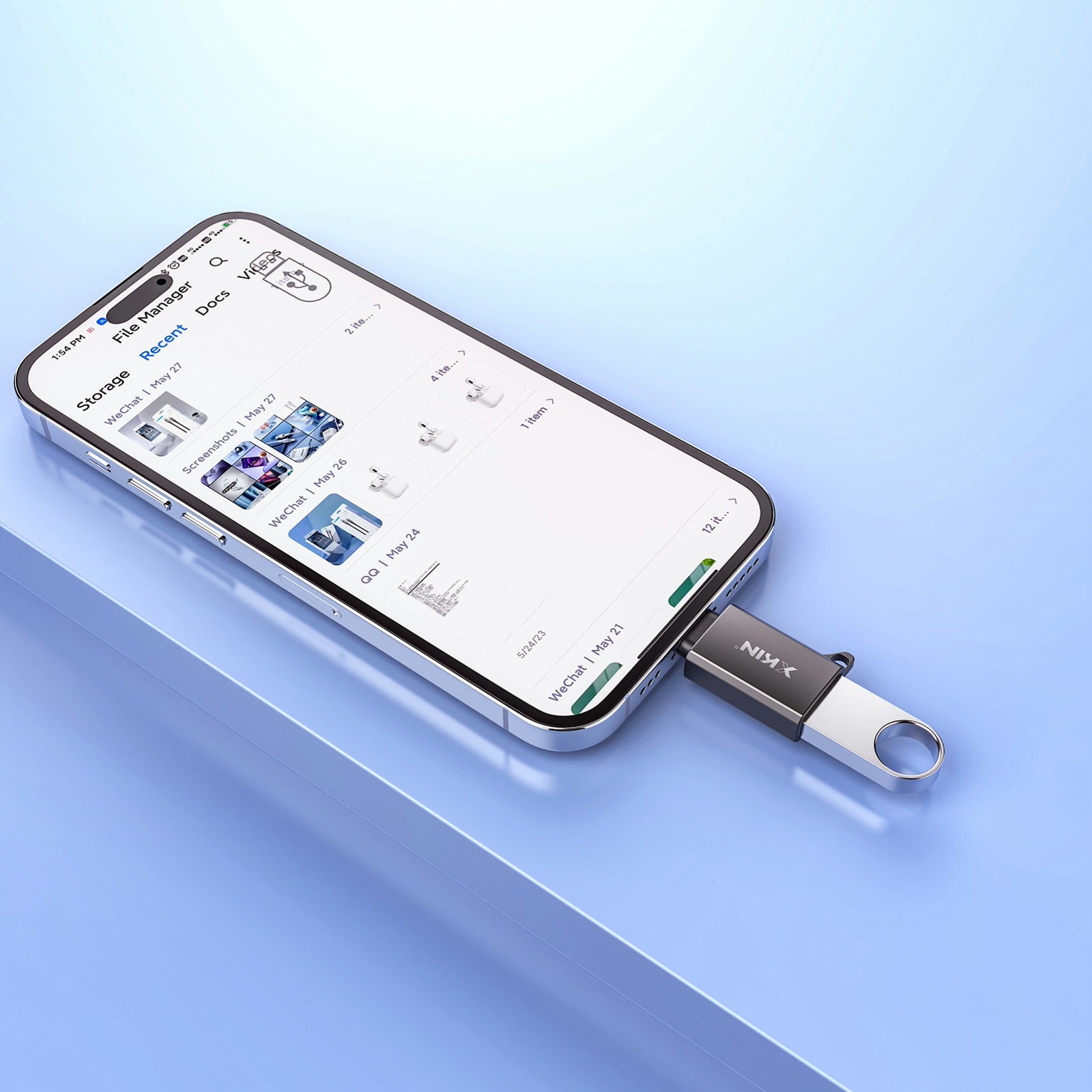 Xkin 8-Pin to USB OTG Adapter – 8-Pin to USB-A Converter for iPhone & iPad