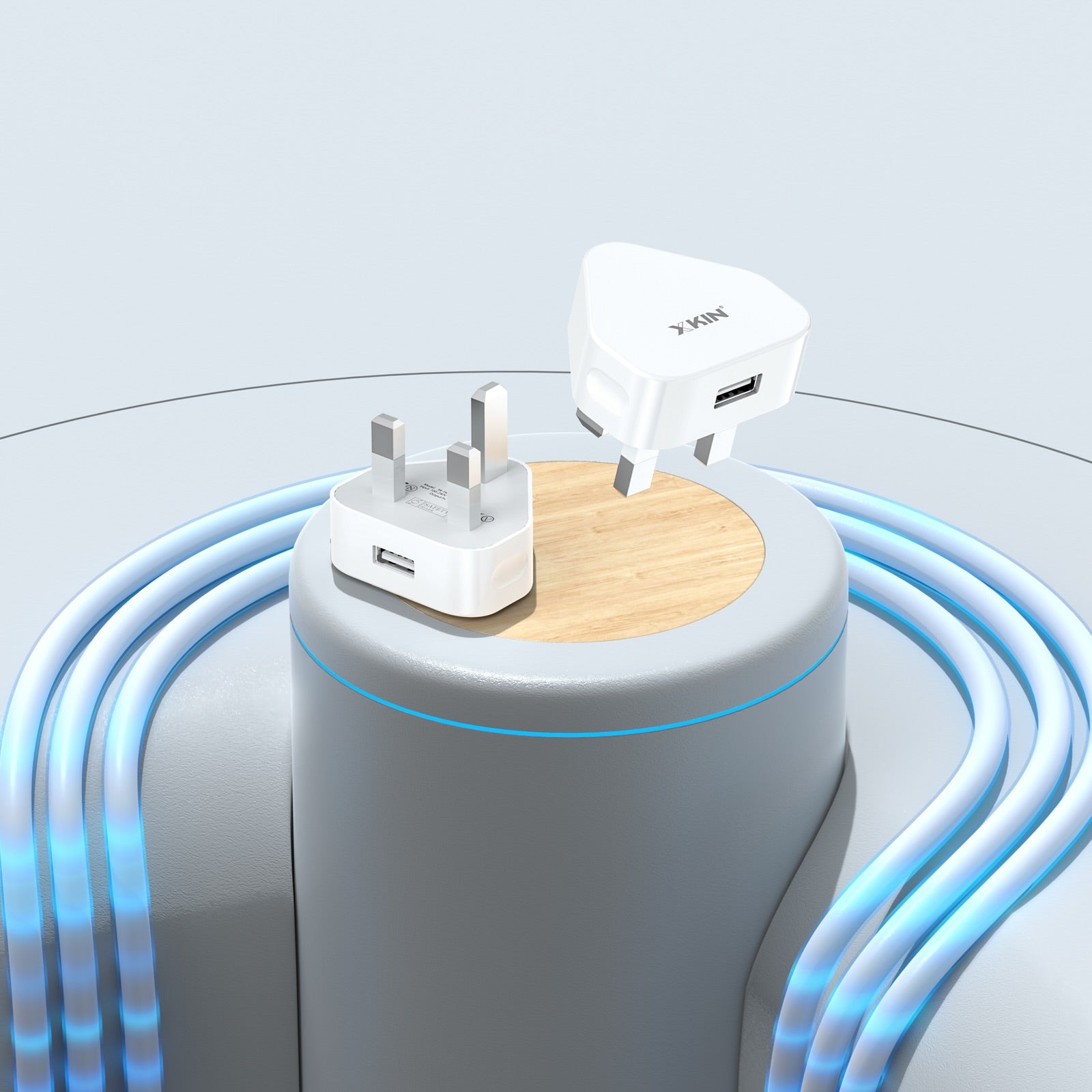 Xkin 5W Power Adapter with 8-Pin Cable – Compact USB Wall Charger