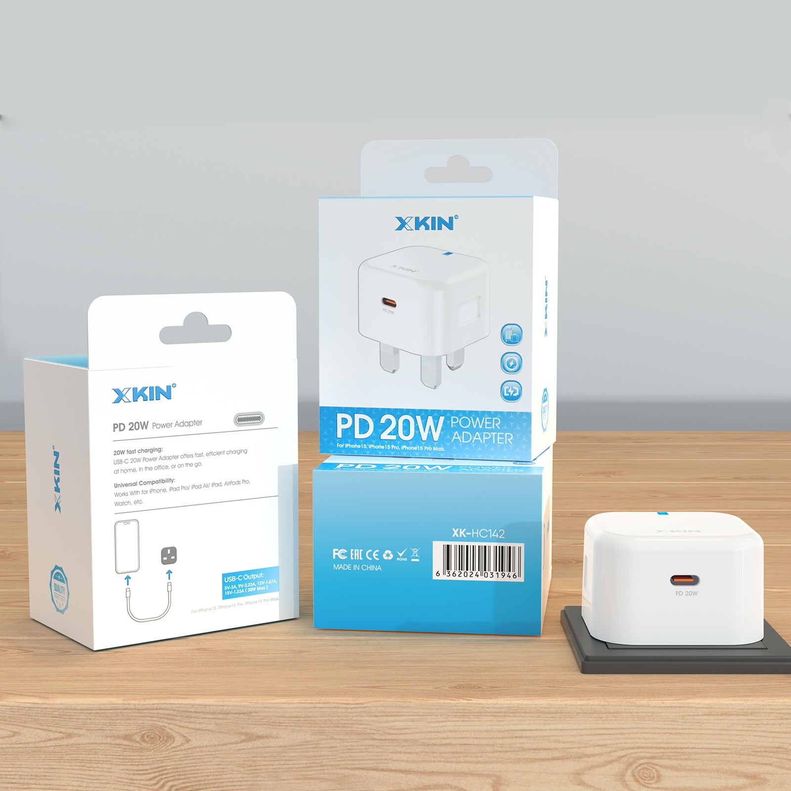 Xkin 20W USB-C Power Adapter – Fast PD Wall Charger for Smartphones & Tablets