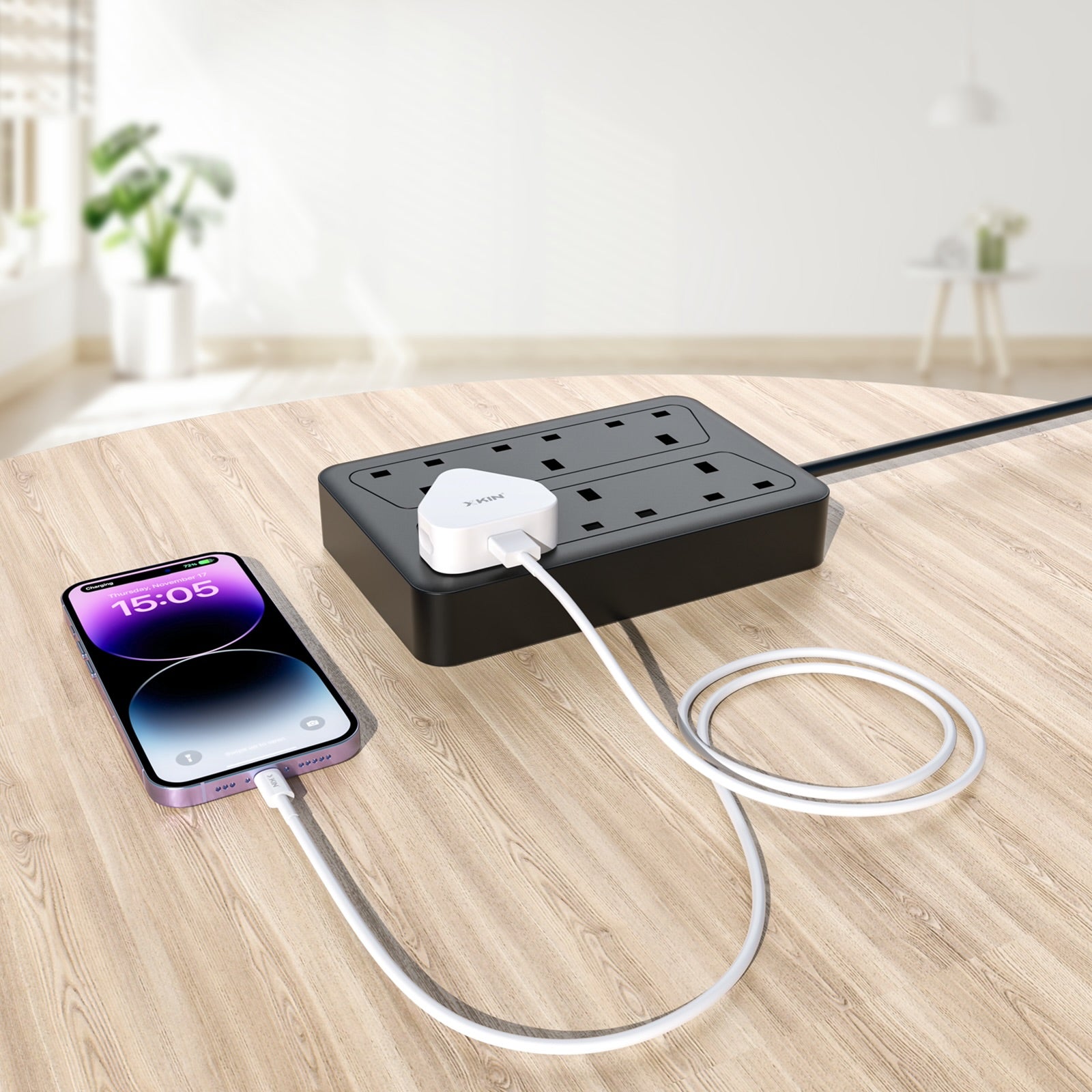 Xkin 5W Power Adapter with 8-Pin Cable – Compact USB Wall Charger