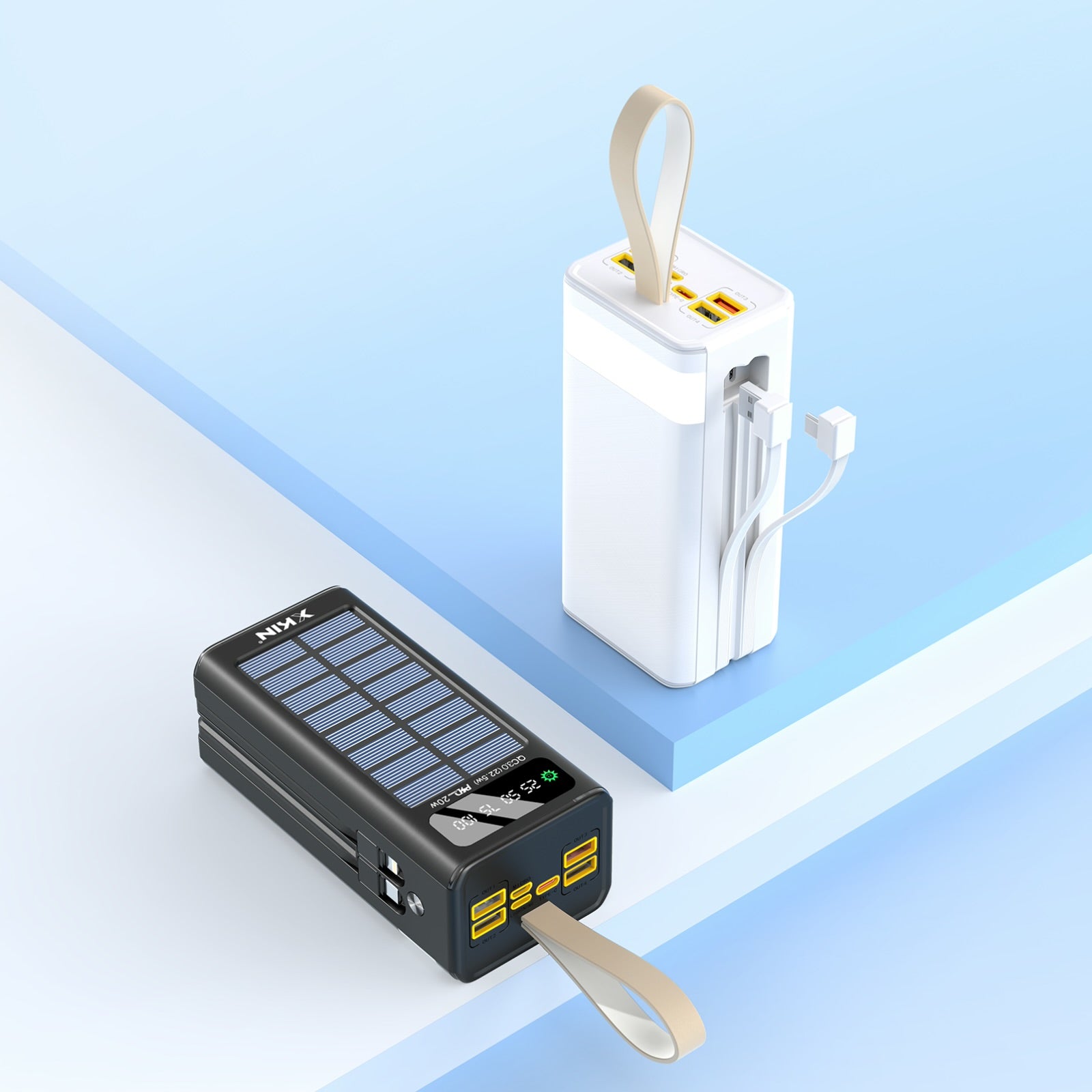 Xkin 40000mAh Super Fast 45W Power Bank with Built-in Cables | LED Light