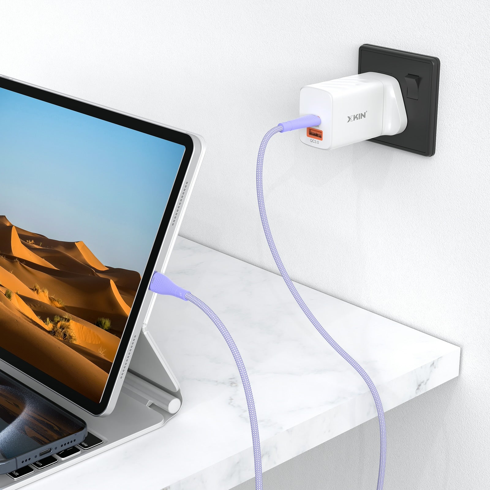 Xkin USB-C to 8-Pin Cable – Fast Charging & Data Sync for iPhone & iPad