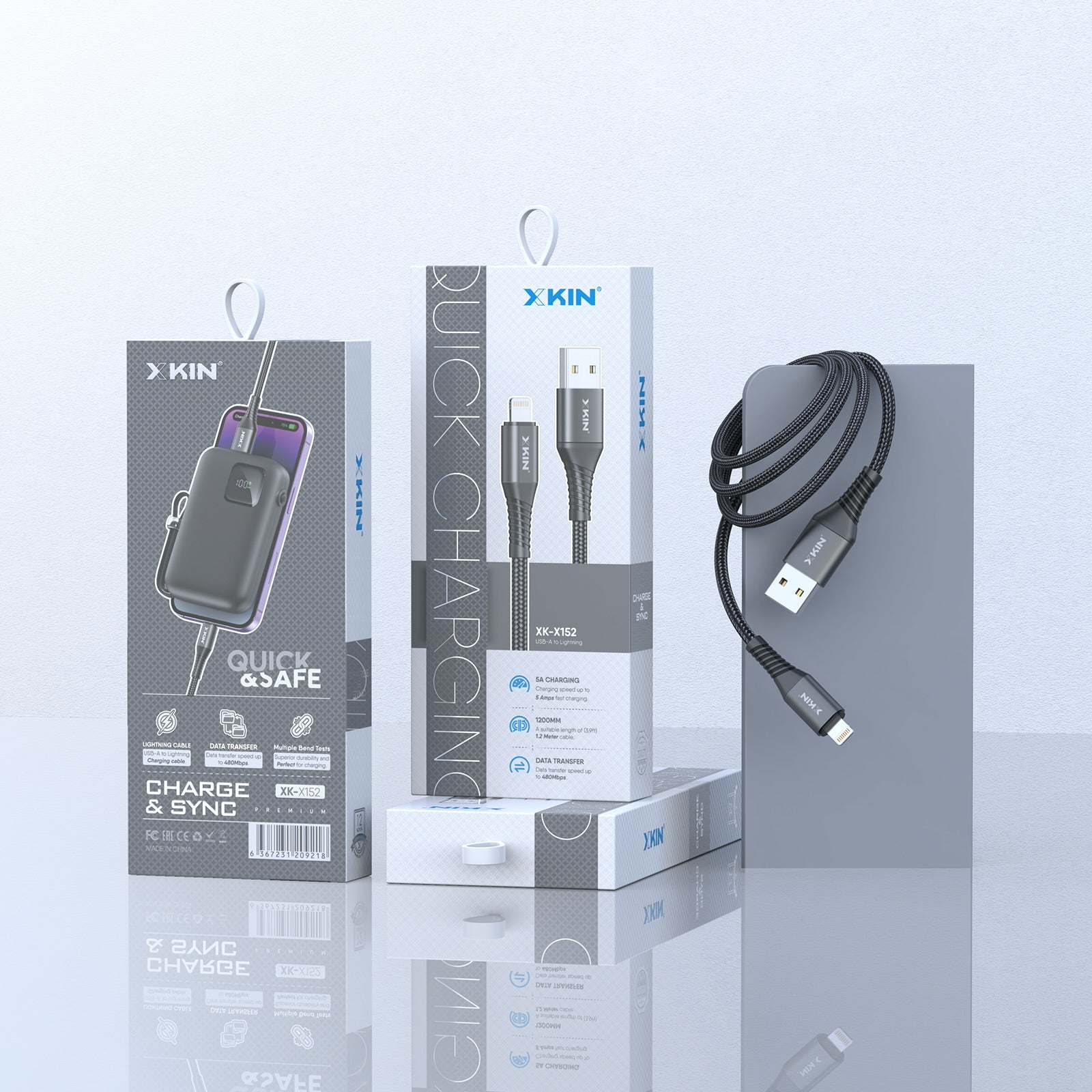 Xkin USB to 8-Pin Cable – Fast Charging & Data Sync for iPhone & iPad