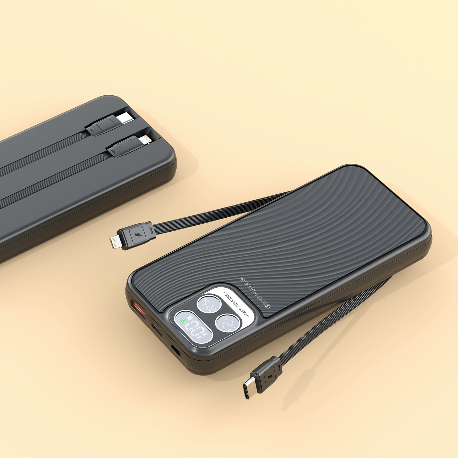 Xkin 10000mAh Power Bank with Built-in Cables | LED Digital Display