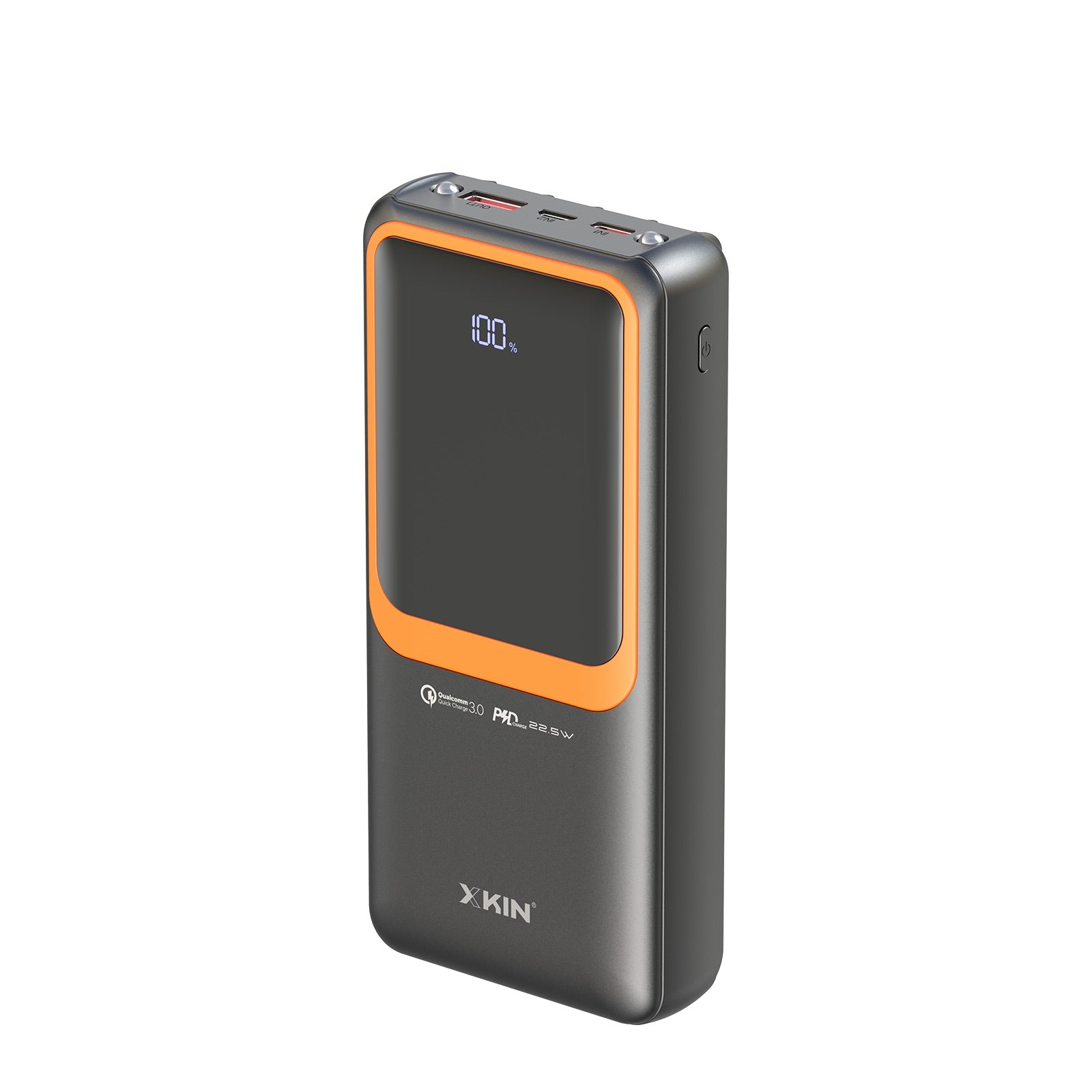 Xkin 20000mAh Power Bank – Built-in USB, 8-Pin, USB-C & Micro USB Cables with Flashlight