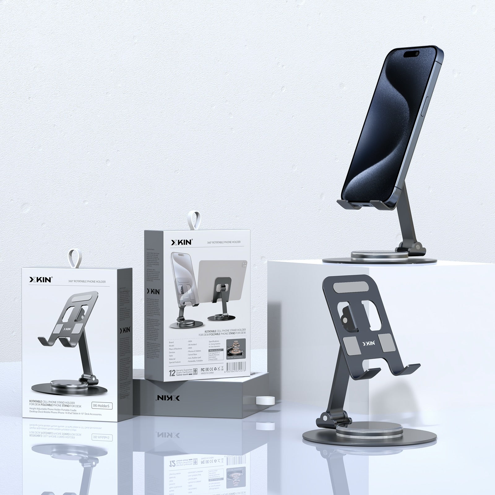 Xkin Desk Phone Holder – Adjustable Desktop Stand for Smartphones