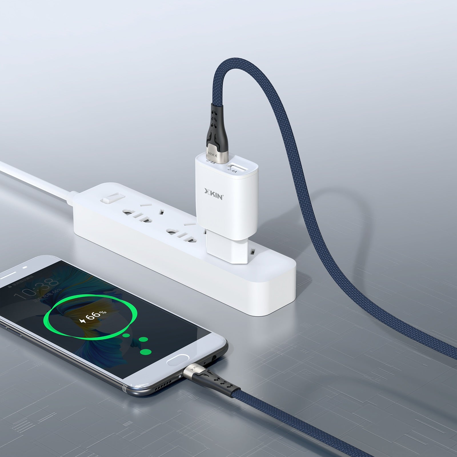 Xkin USB to Micro USB Braided Cable – Fast Charging & Data Sync Durable Cord