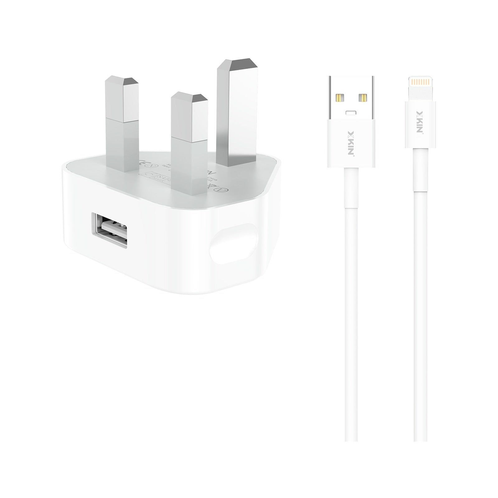 Xkin 5W Power Adapter with 8-Pin Cable – Compact USB Wall Charger