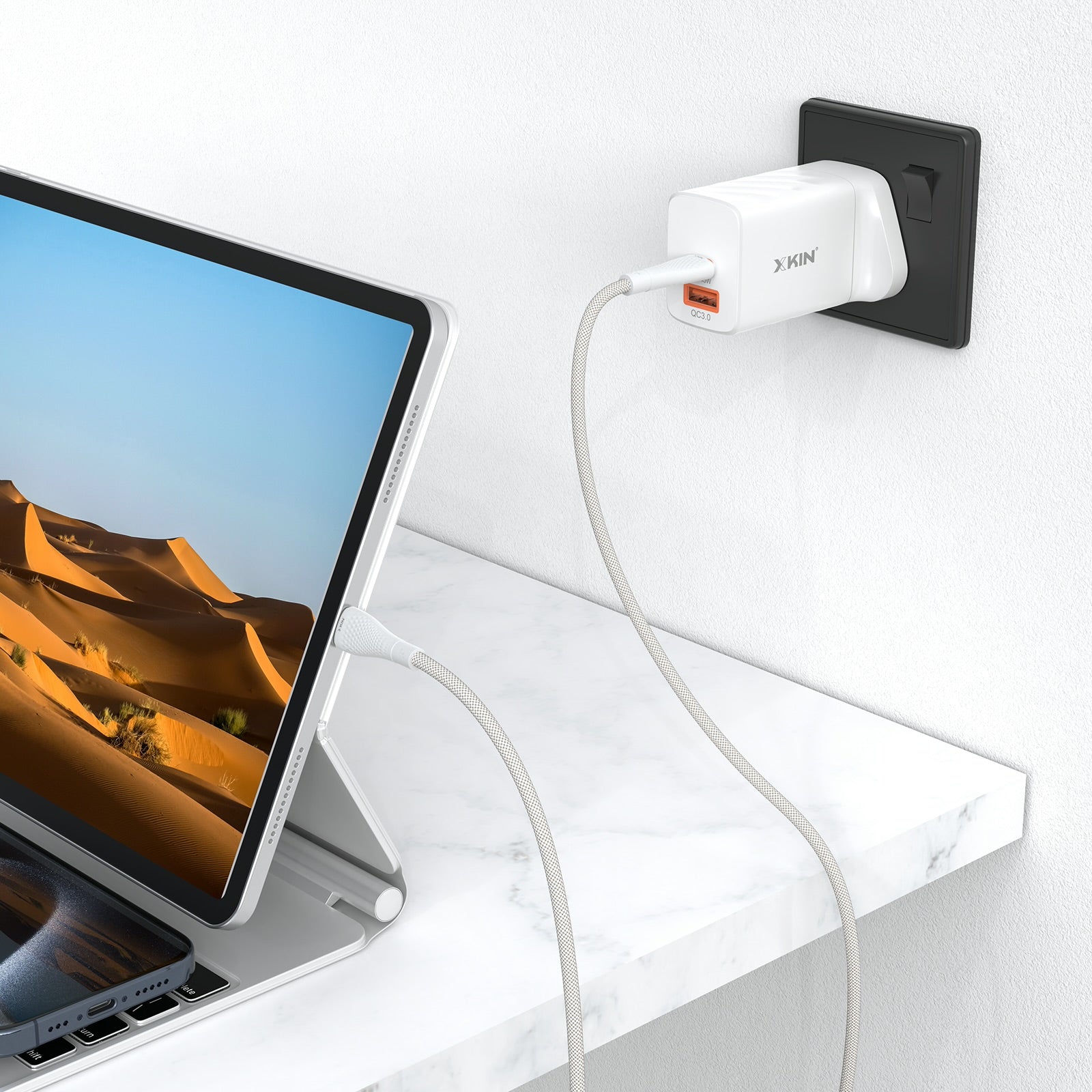 Xkin USB-C to USB-C Cable – Fast Charging & Data Sync Cord for Phones, Tablets & Laptops