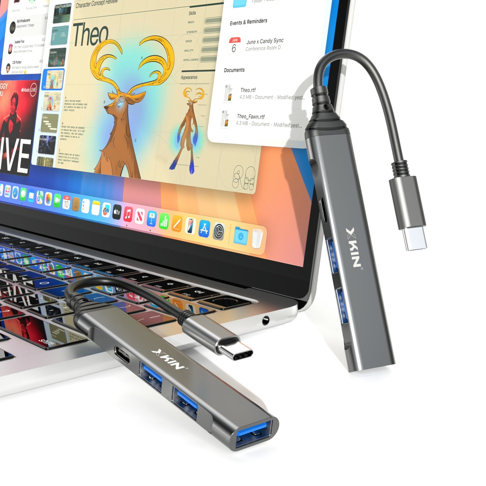 Xkin USB-C Hub – 4-in-1 Multiport Adapter with 3×USB-A & 1×USB-C Port