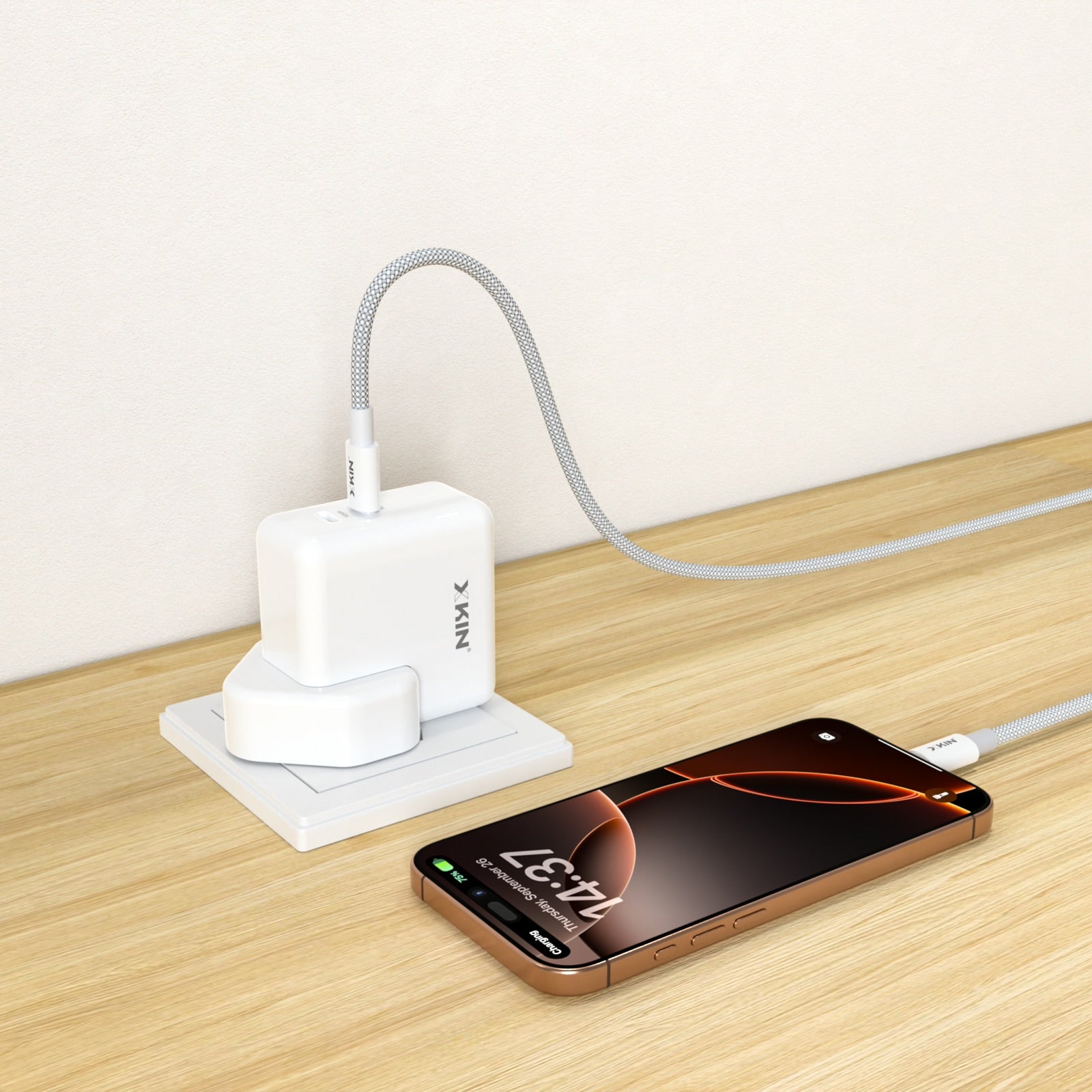 Xkin 60W Power Adapter – Dual USB-C PD Fast Wall Charger for Tablets & Phones