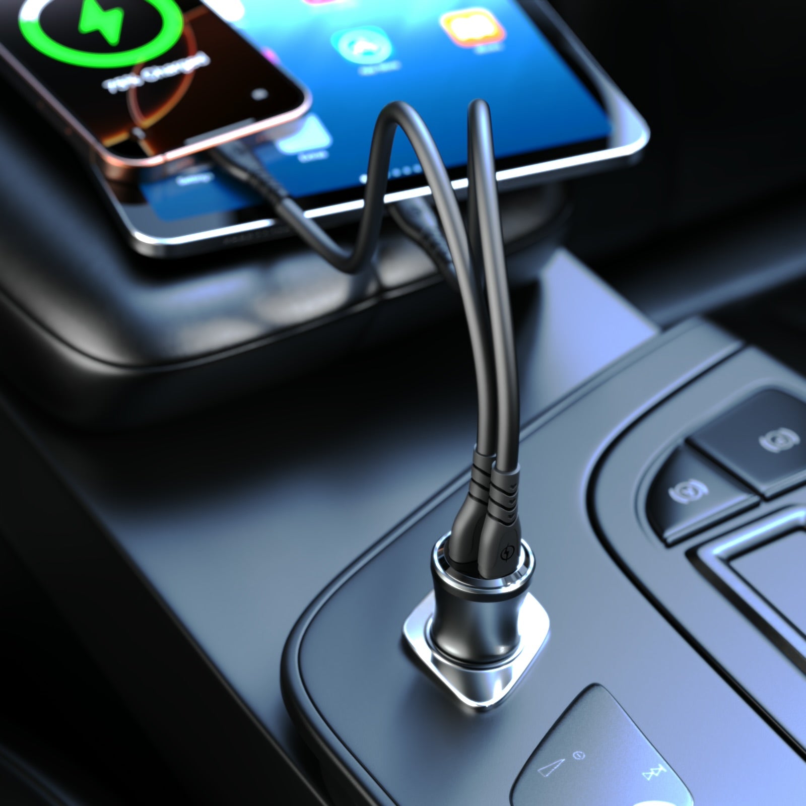 Xkin 48W Dual Port Car Charger – USB-C PD + USB-A QC 3.0 Fast Adapter