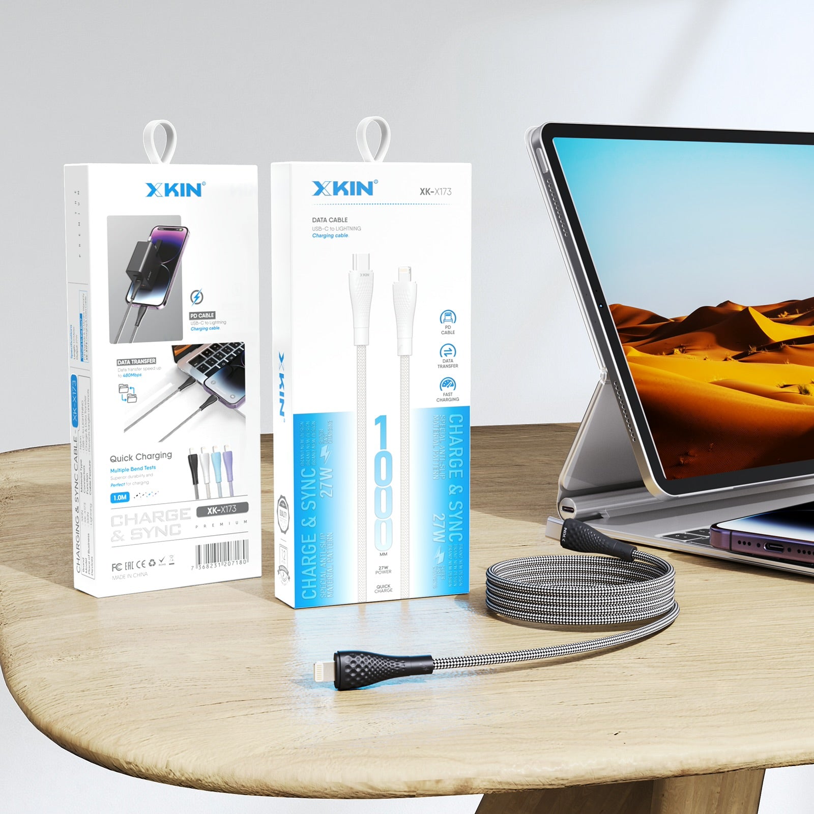 Xkin USB-C to 8-Pin Cable – Fast Charging & Data Sync for iPhone & iPad