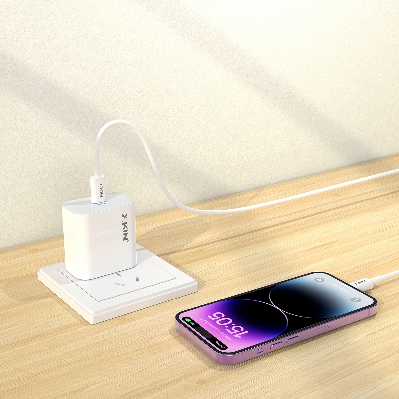 Xkin USB-C to 8-Pin 27W 2M Cable – Fast Charging & High-Speed Data Sync Durable Cord